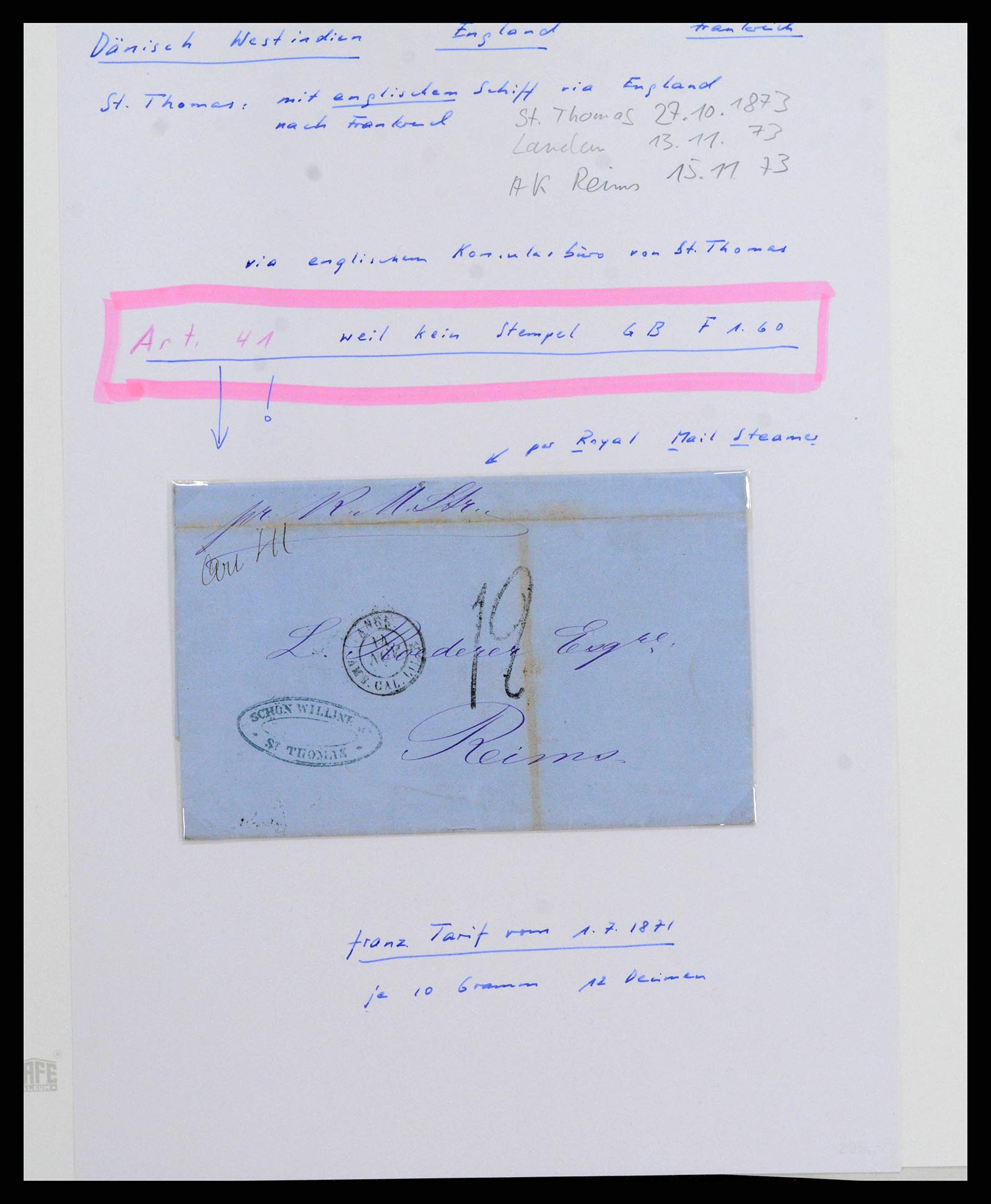 38210 0017 - Stamp collection 38210 Danish West Indies cover collection 1815-1912.