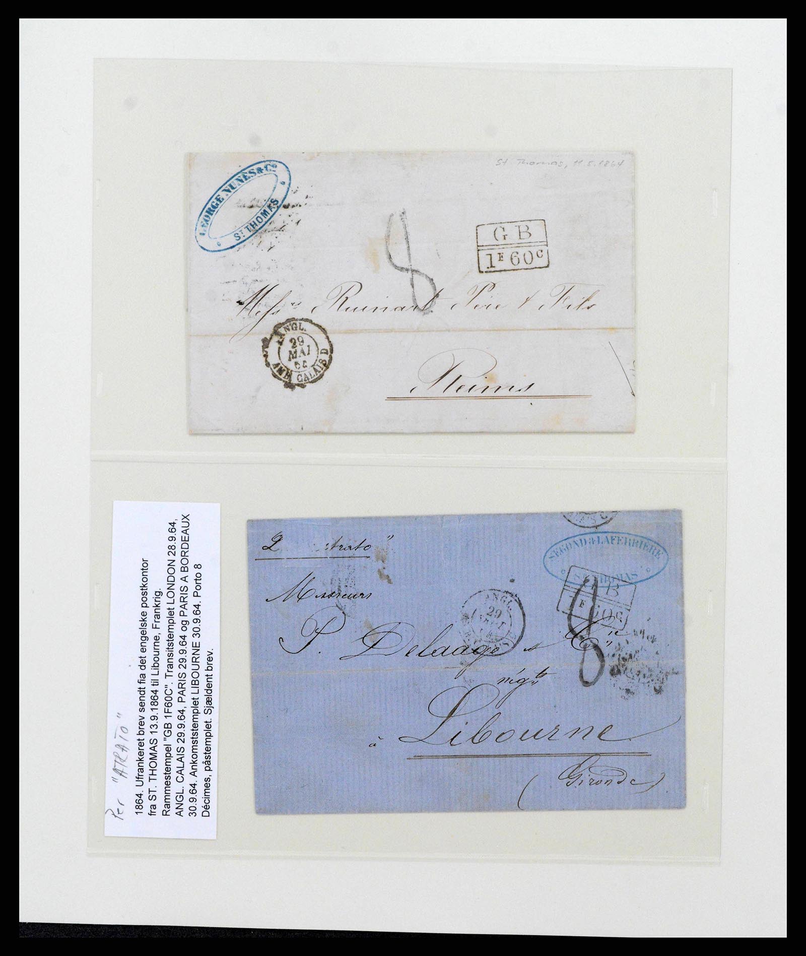 38210 0020 - Stamp collection 38210 Danish West Indies cover collection 1815-1912.