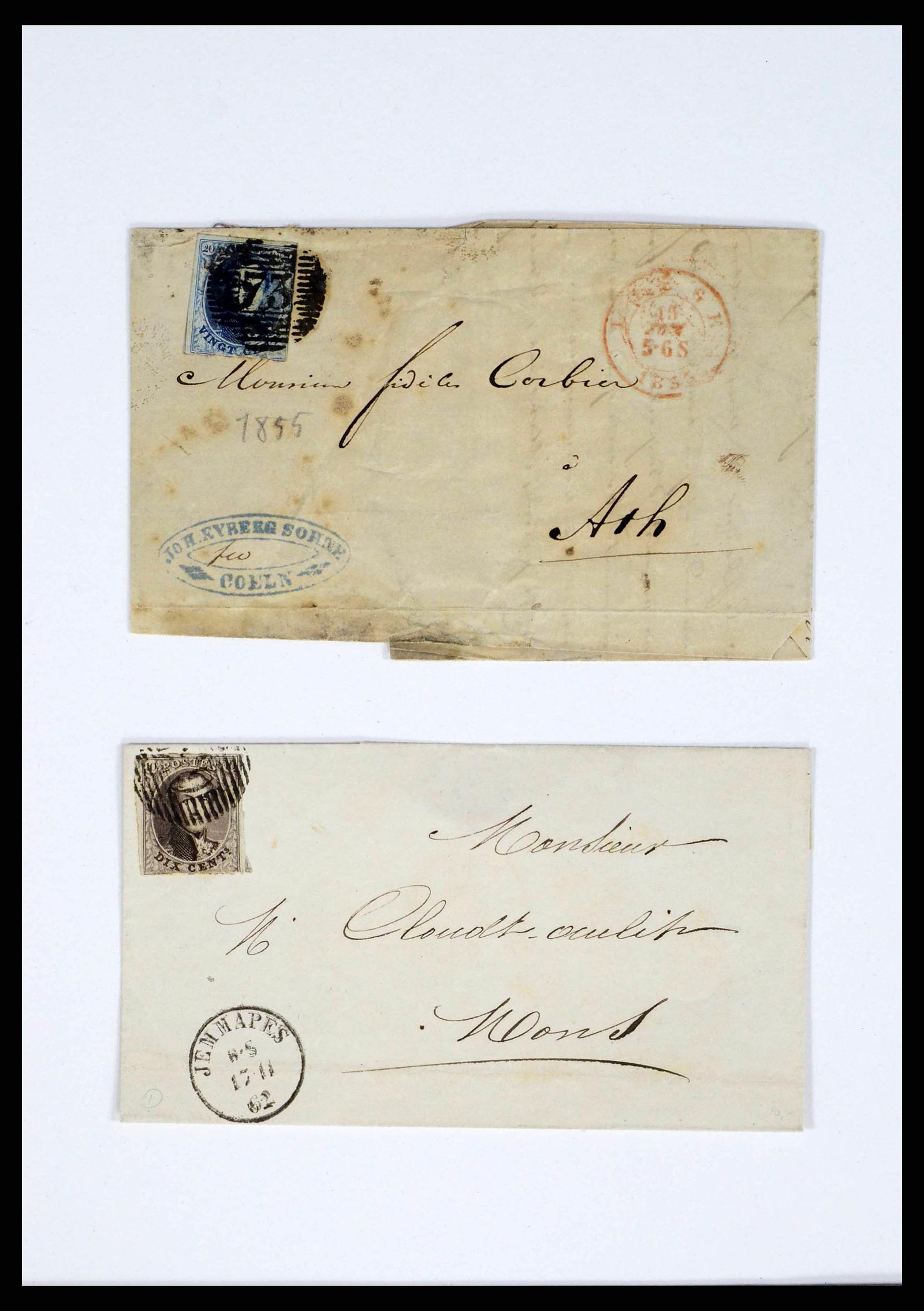 38228 0005 - Postzegelverzameling 38228 België brieven 1855-1864.