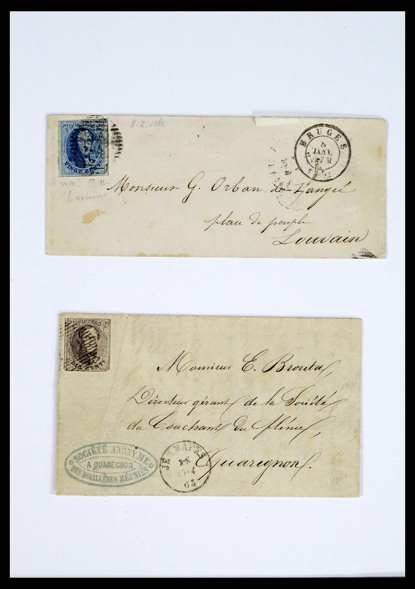 38228 0007 - Postzegelverzameling 38228 België brieven 1855-1864.