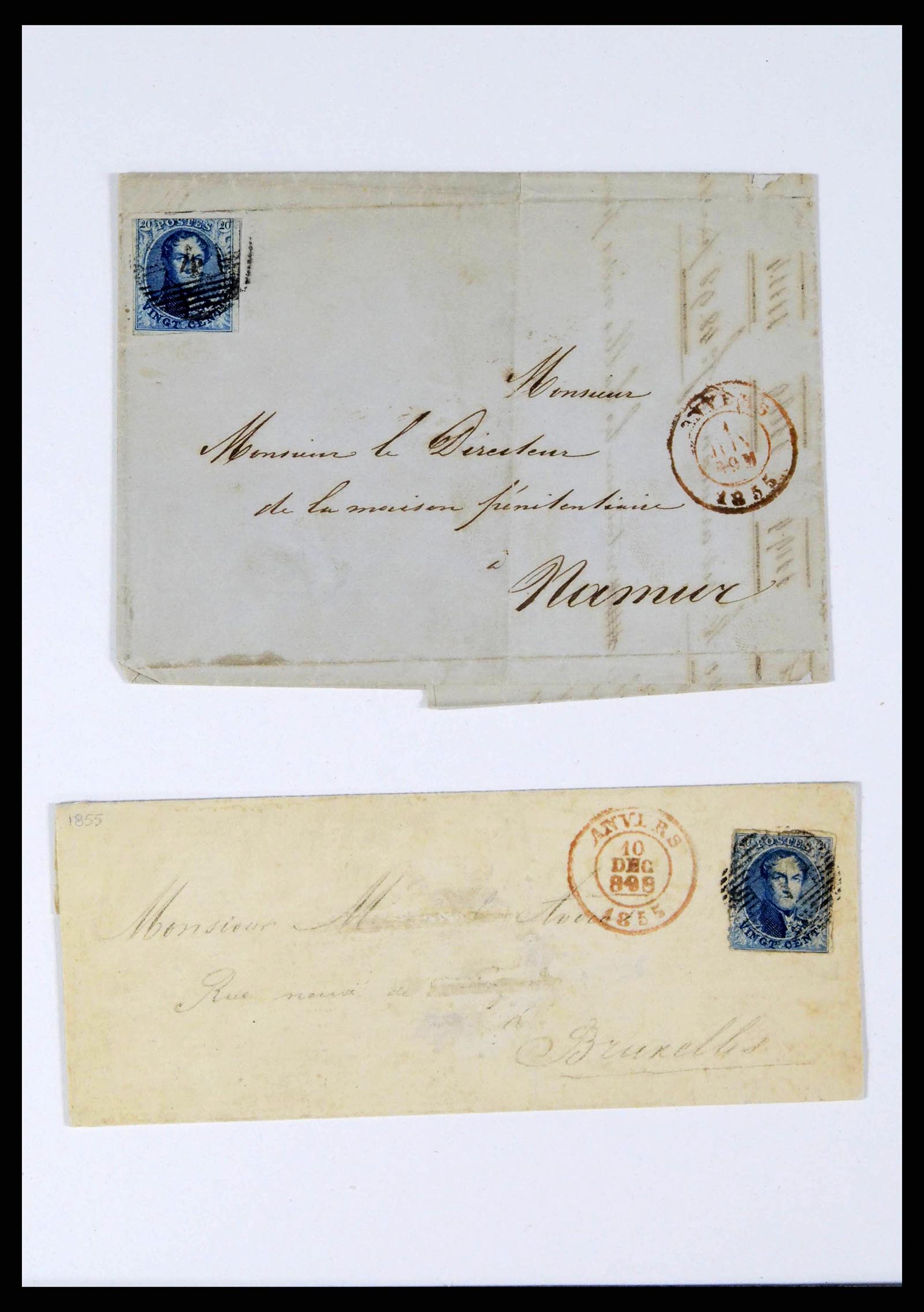 38228 0009 - Postzegelverzameling 38228 België brieven 1855-1864.