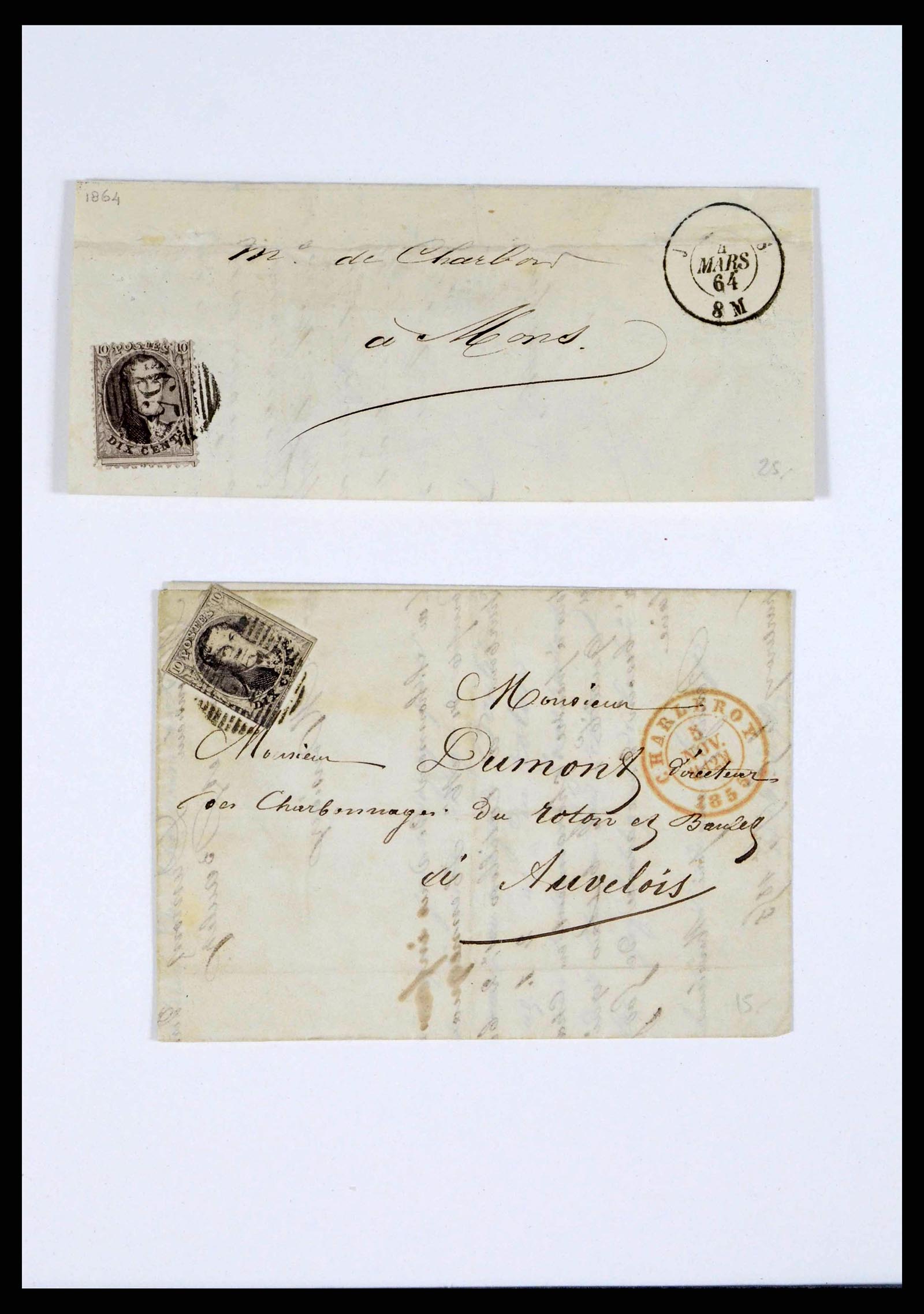 38228 0011 - Postzegelverzameling 38228 België brieven 1855-1864.