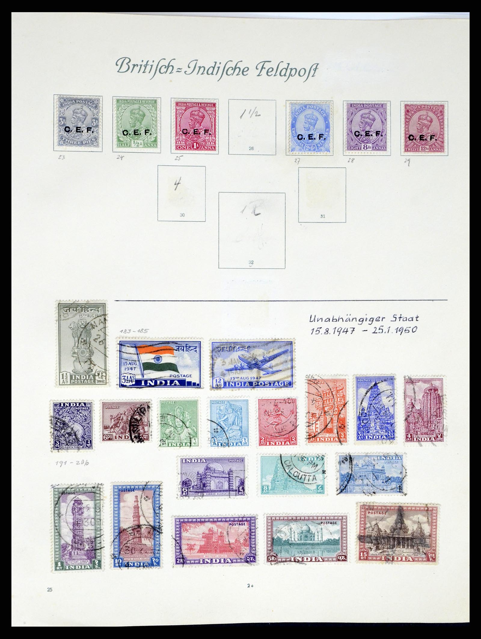 38229 0014 - Postzegelverzameling 38229 India 1854-1947.