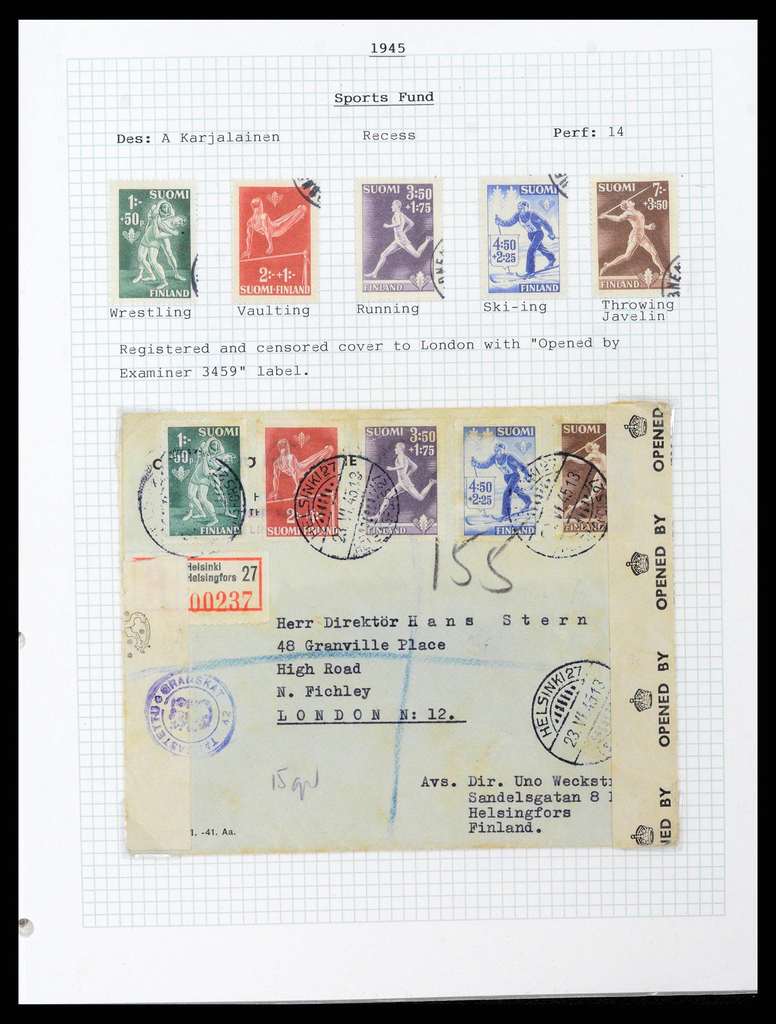 38252 0033 - Postzegelverzameling 38252 Finland 1856-1956.