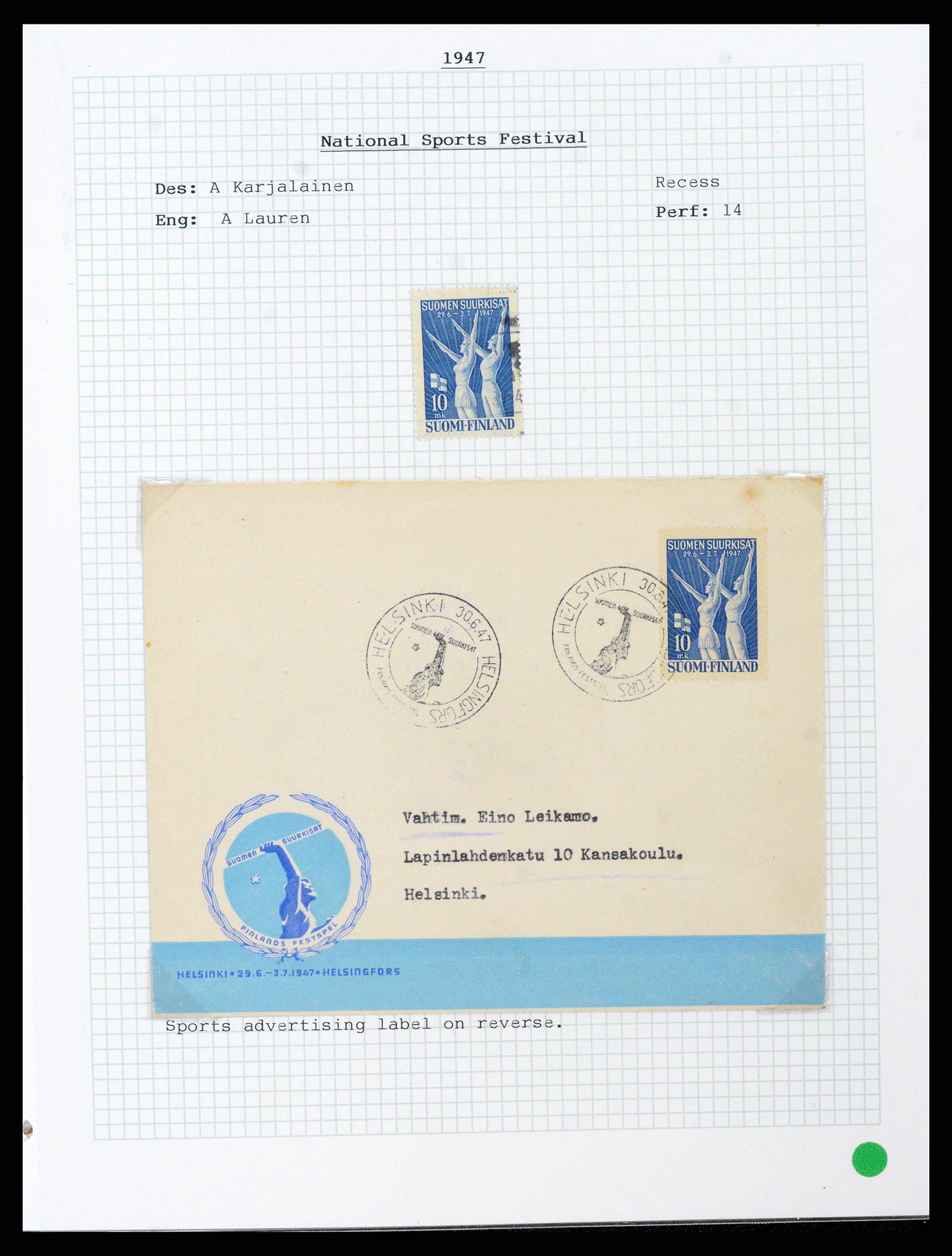 38252 0037 - Postzegelverzameling 38252 Finland 1856-1956.