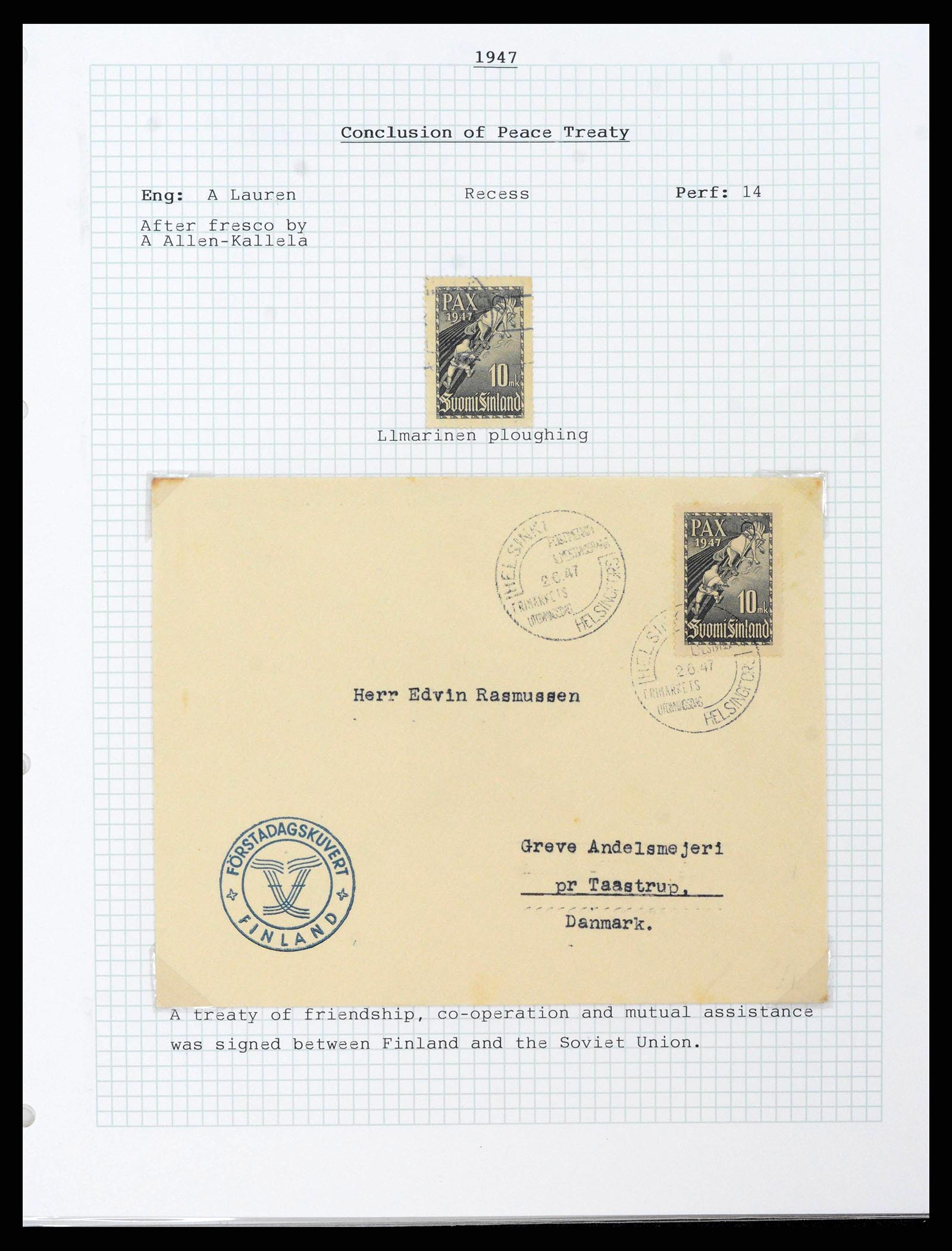 38252 0038 - Postzegelverzameling 38252 Finland 1856-1956.