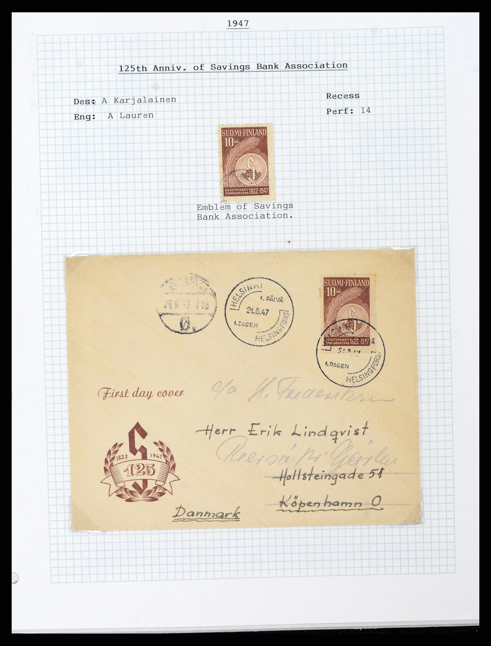 38252 0039 - Postzegelverzameling 38252 Finland 1856-1956.