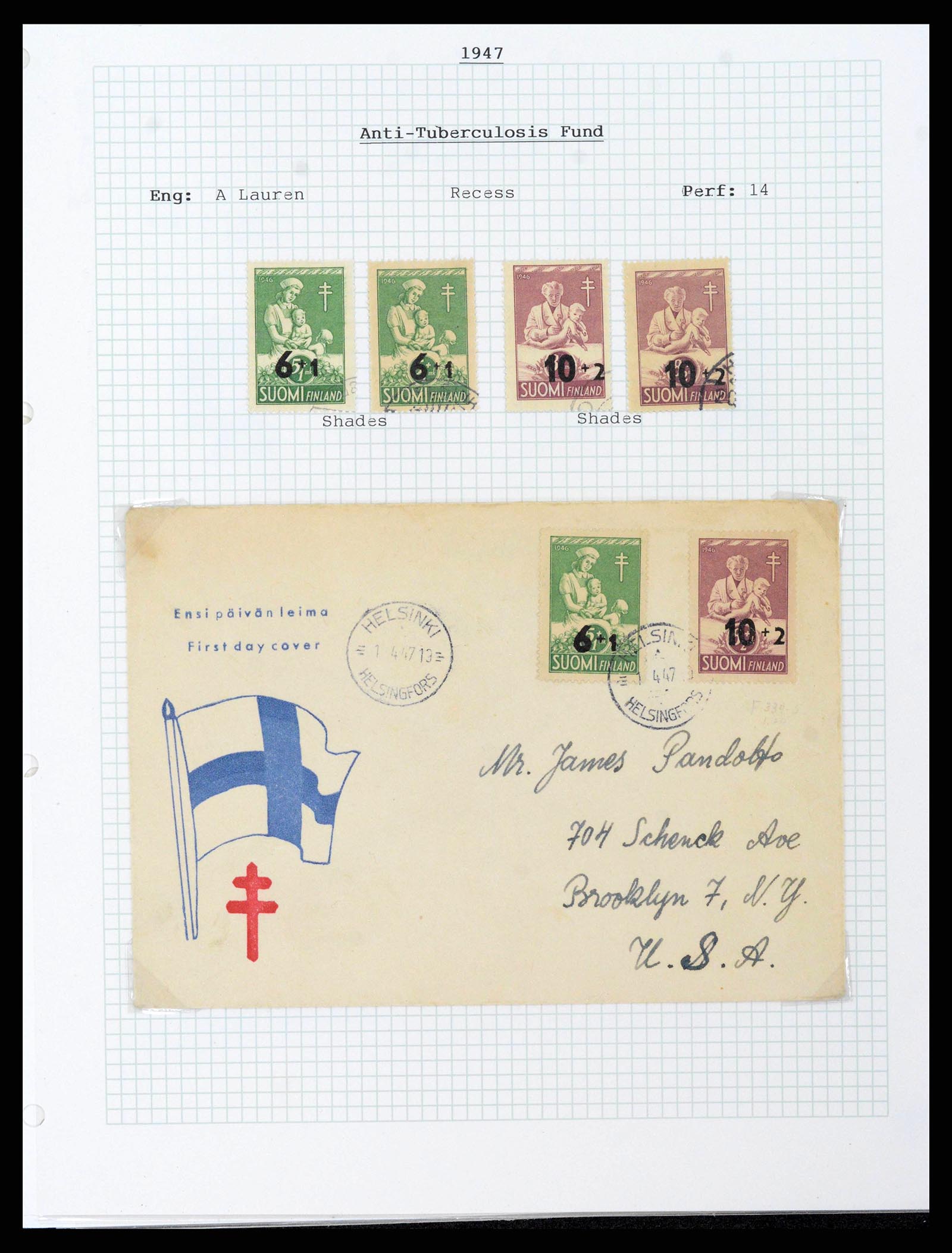 38252 0044 - Postzegelverzameling 38252 Finland 1856-1956.