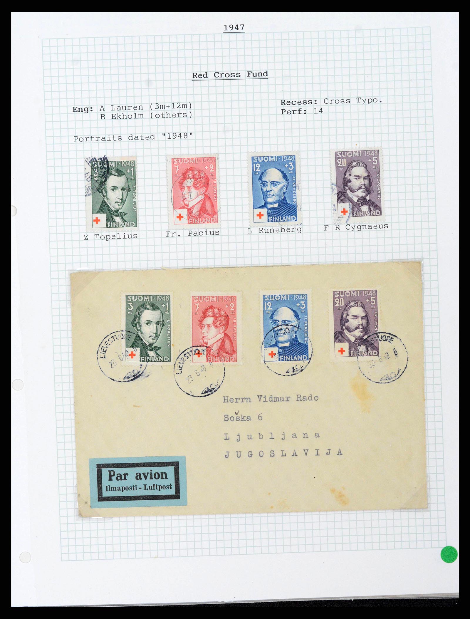 38252 0045 - Postzegelverzameling 38252 Finland 1856-1956.
