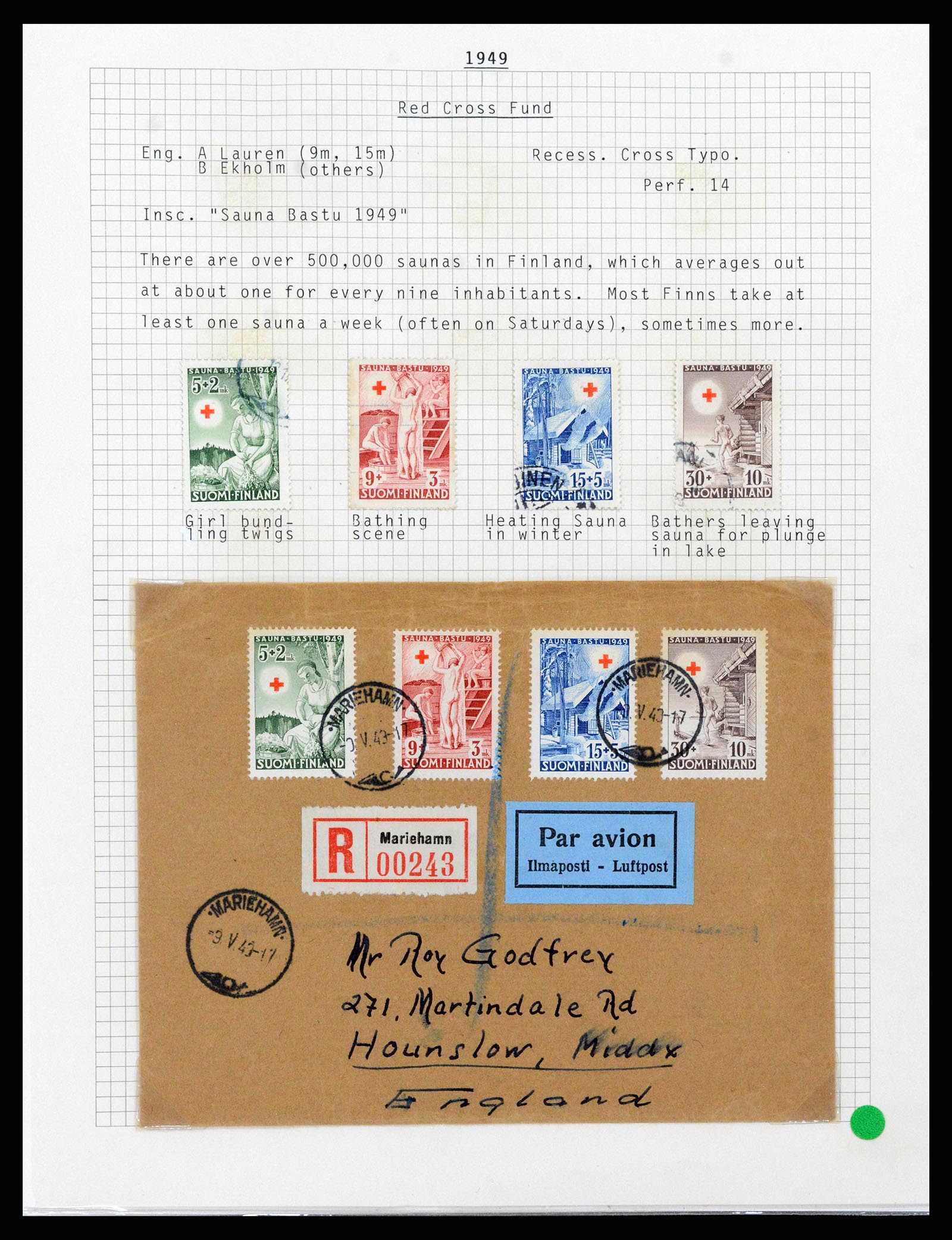 38252 0055 - Postzegelverzameling 38252 Finland 1856-1956.