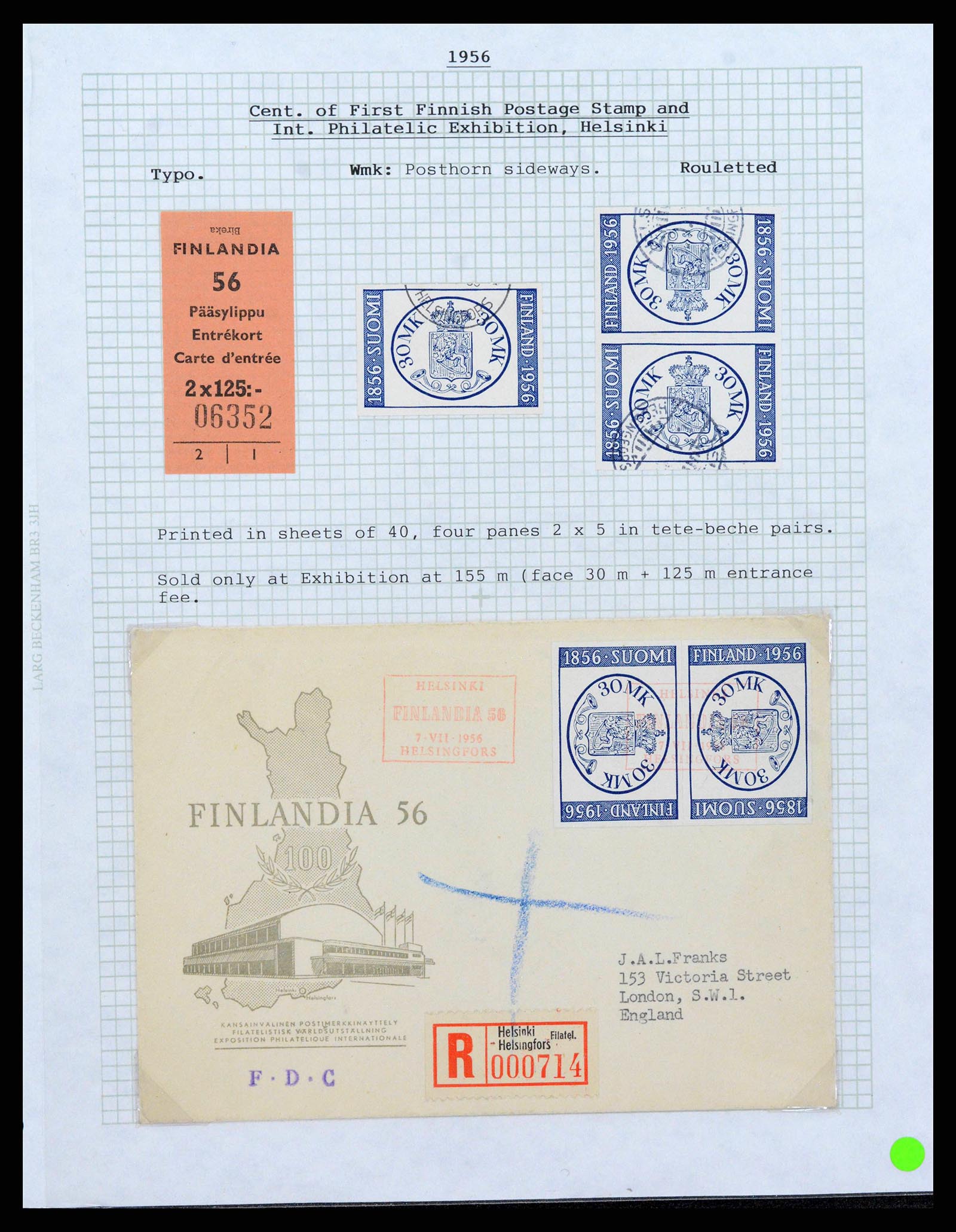 38252 0063 - Postzegelverzameling 38252 Finland 1856-1956.
