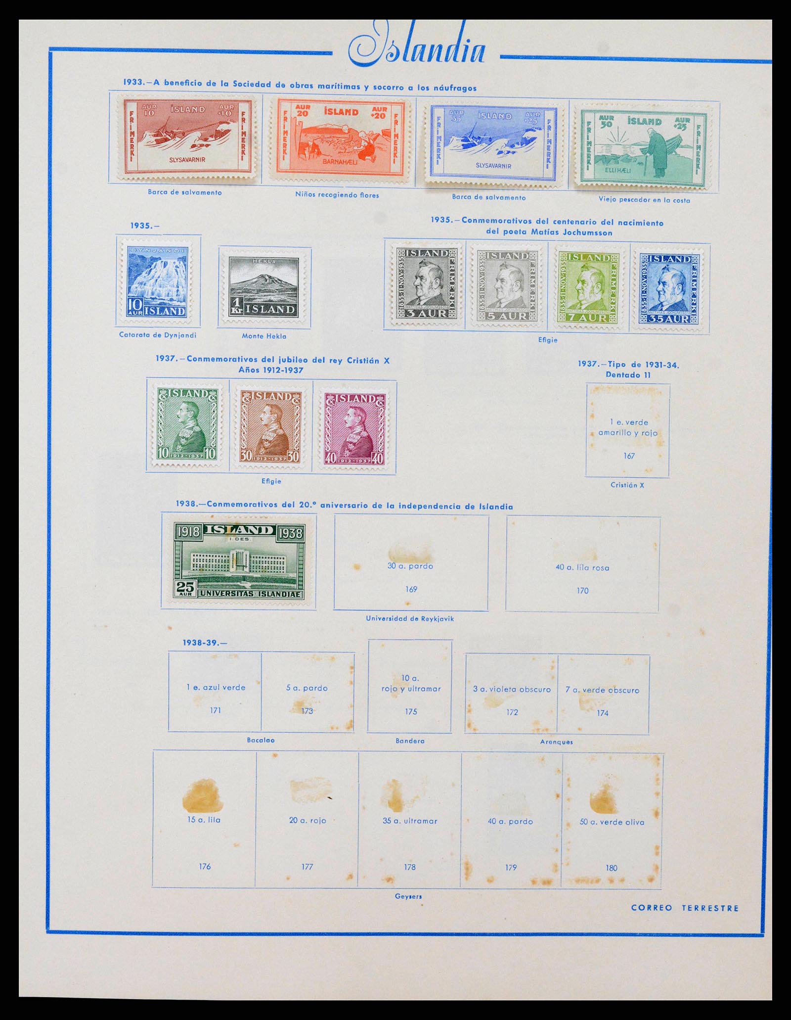 38270 0006 - Postzegelverzameling 38270 IJsland 1873-1964.