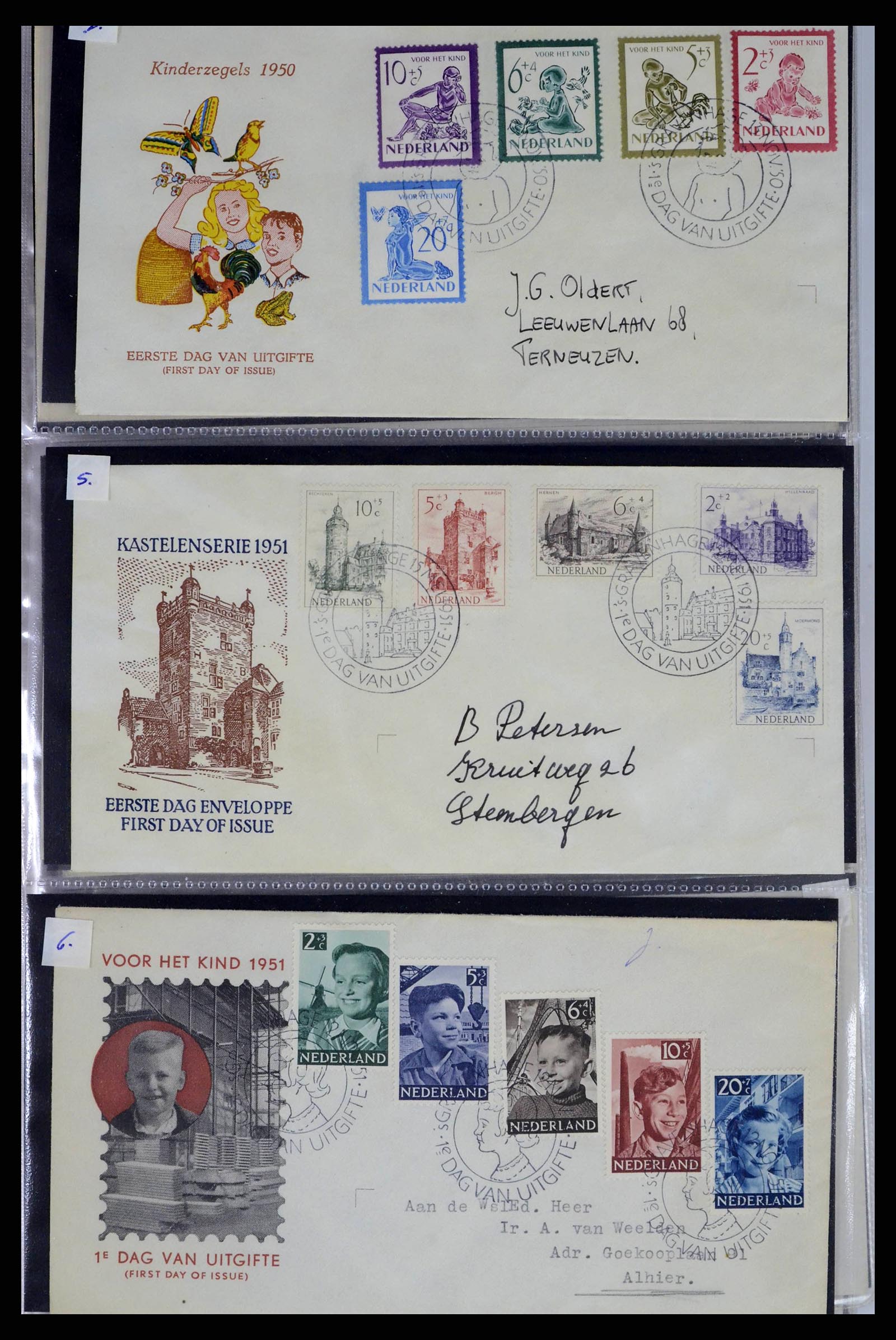 38271 0002 - Postzegelverzameling 38271 Nederland FDC's 1950-1995.
