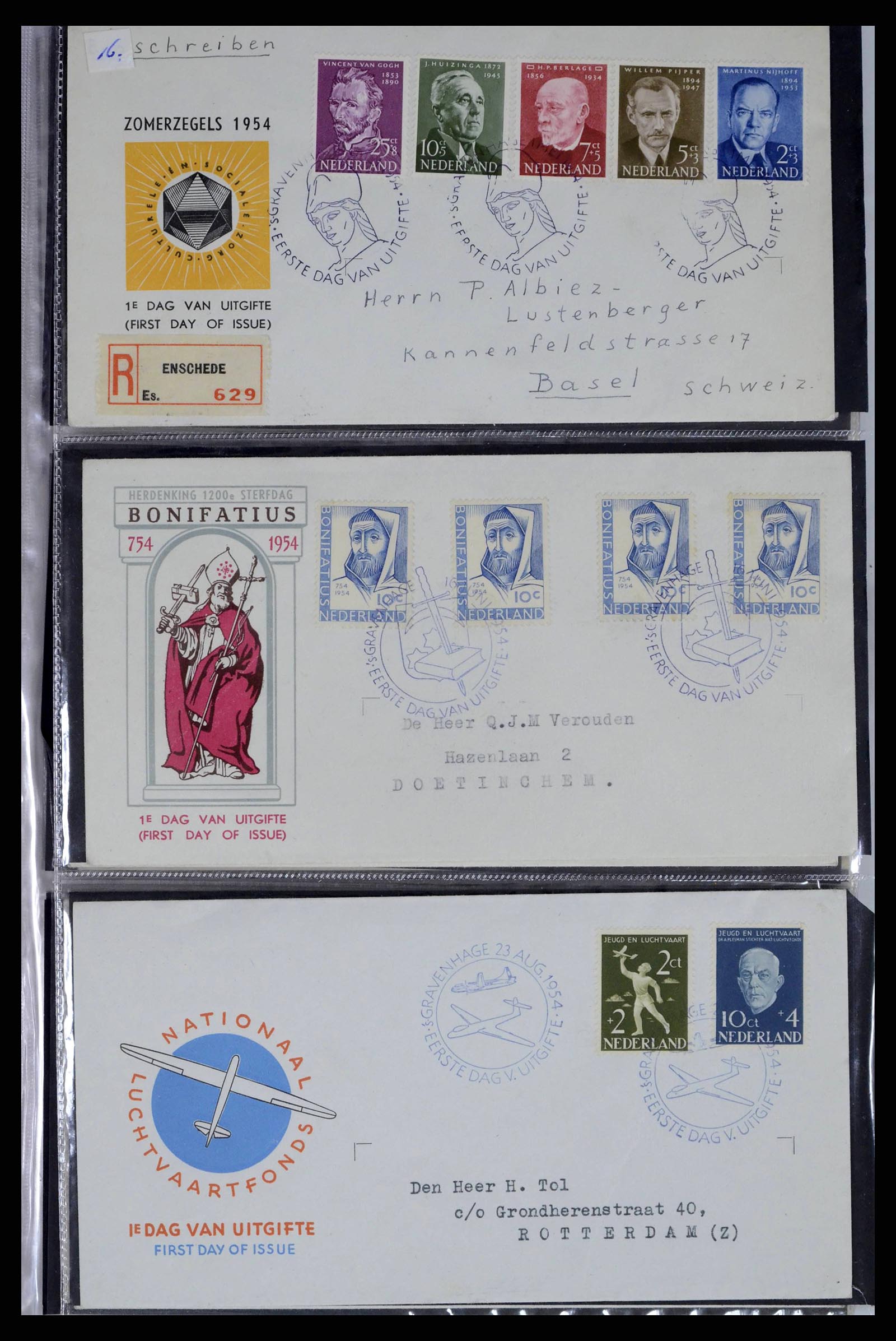 38271 0006 - Postzegelverzameling 38271 Nederland FDC's 1950-1995.