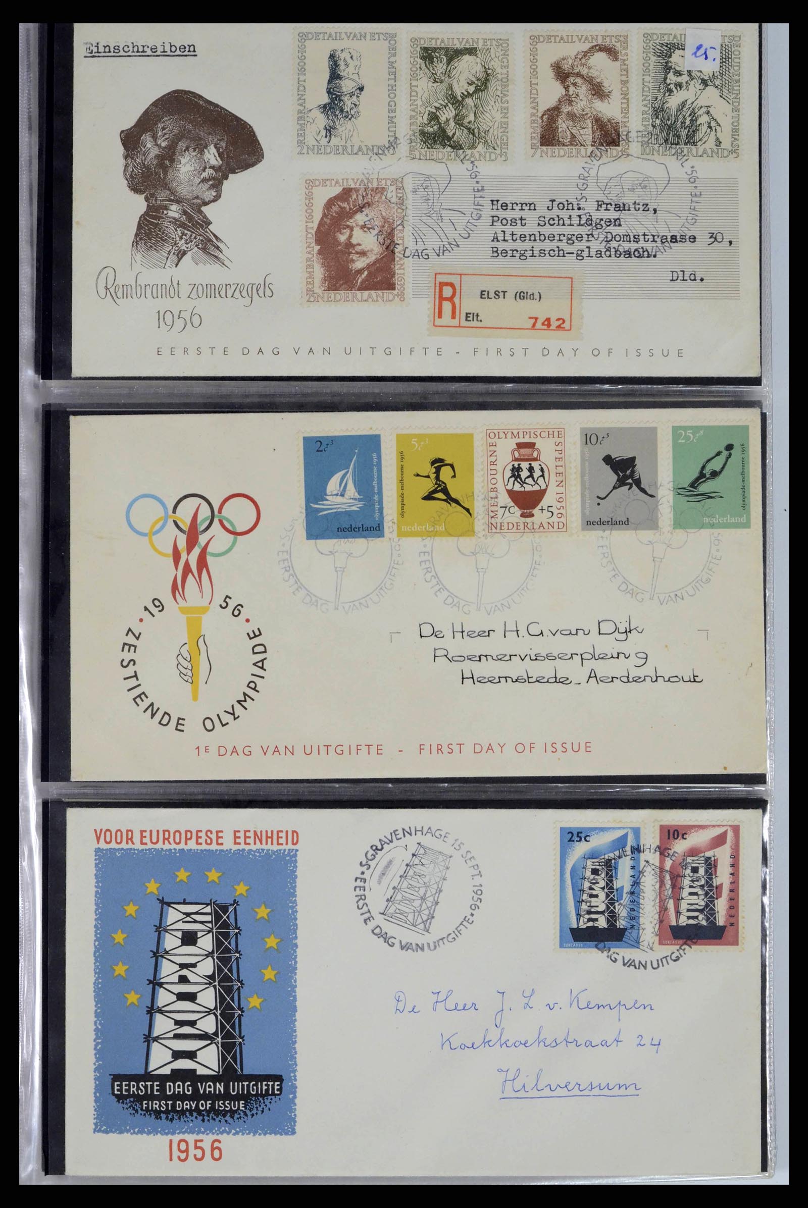 38271 0009 - Postzegelverzameling 38271 Nederland FDC's 1950-1995.