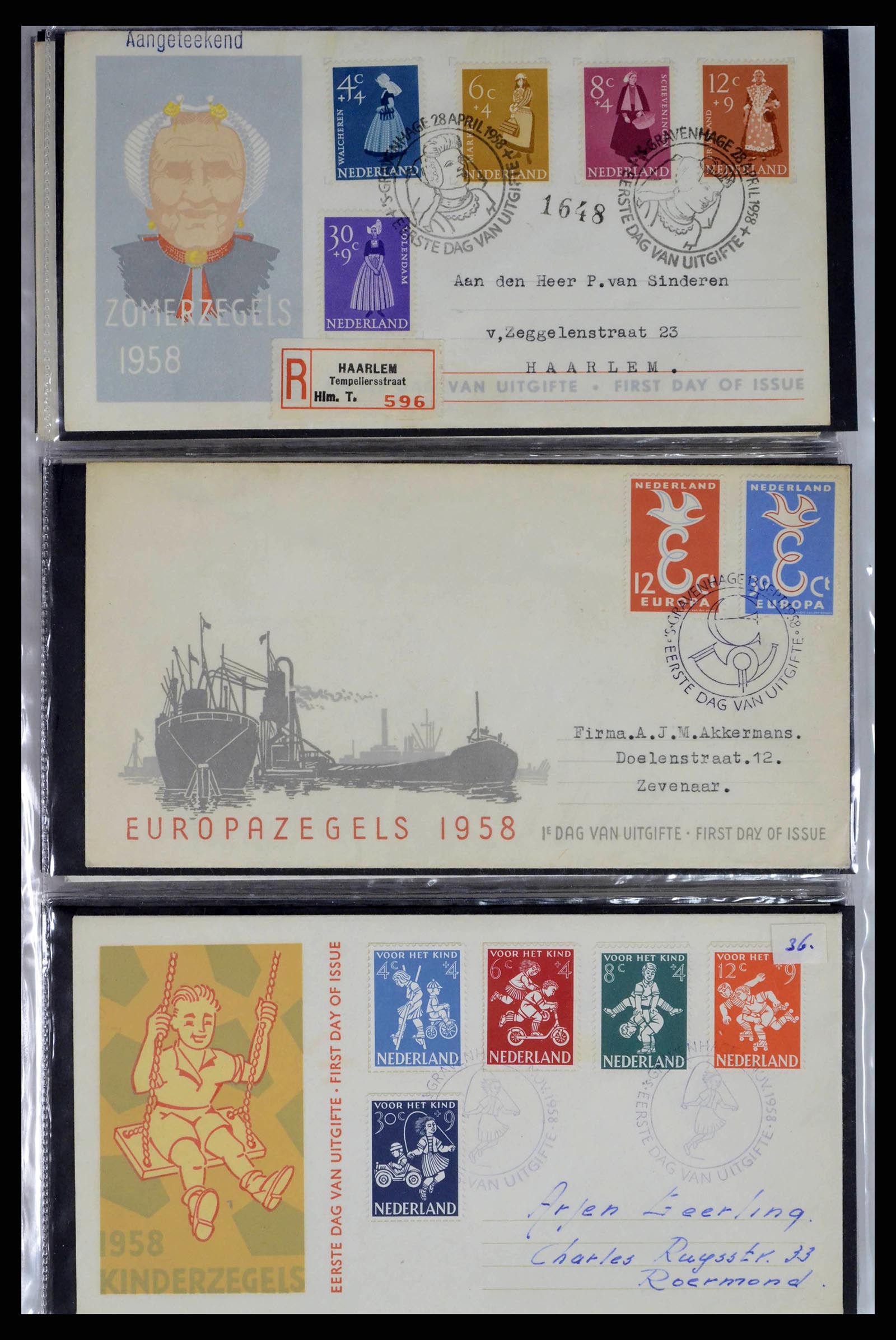 38271 0012 - Postzegelverzameling 38271 Nederland FDC's 1950-1995.