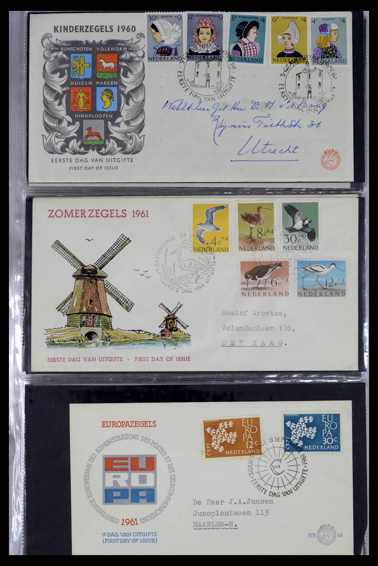 38271 0016 - Postzegelverzameling 38271 Nederland FDC's 1950-1995.