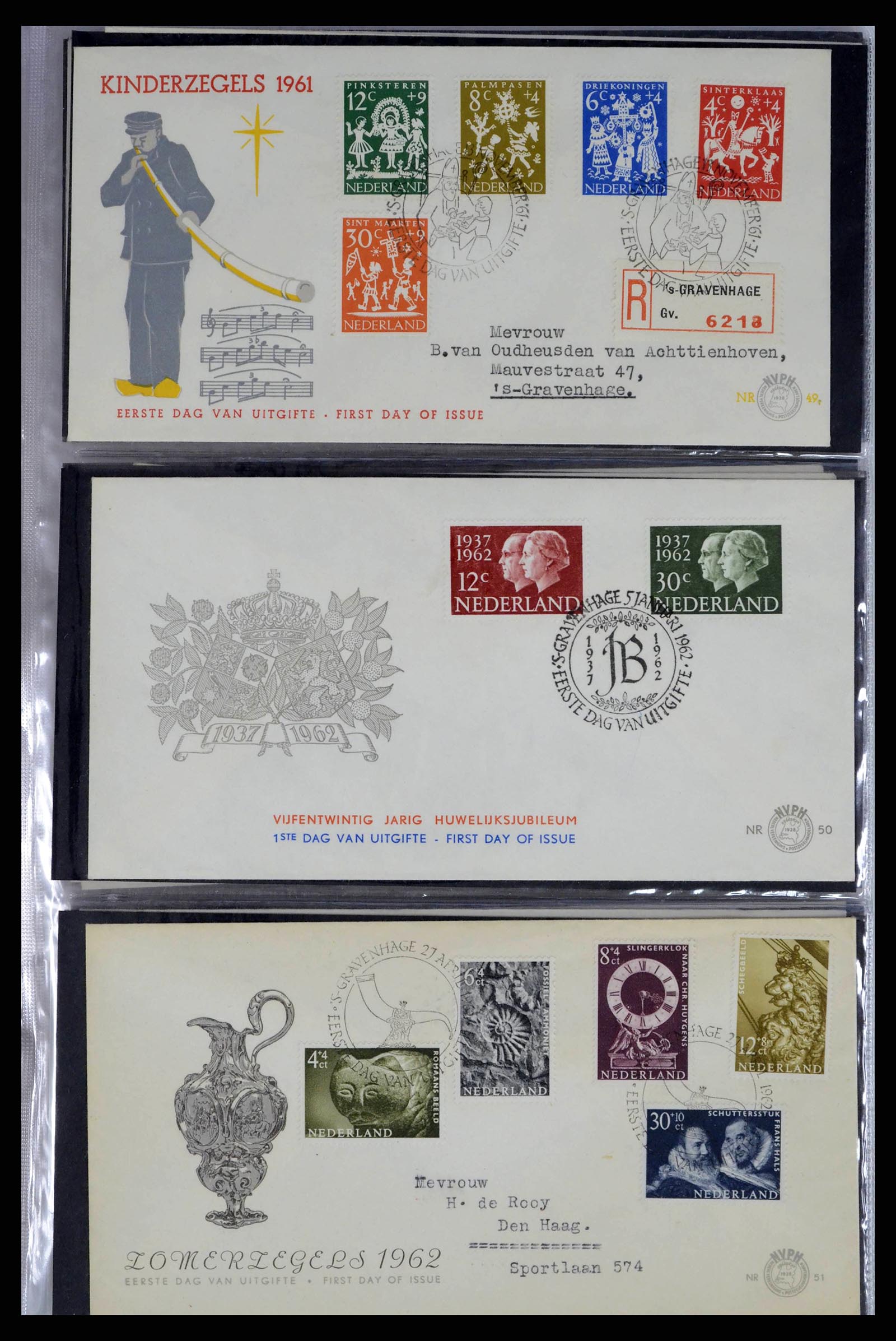 38271 0017 - Postzegelverzameling 38271 Nederland FDC's 1950-1995.