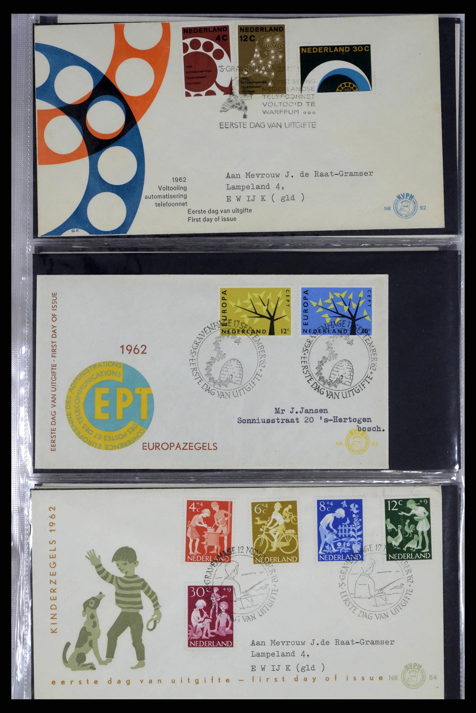 38271 0018 - Postzegelverzameling 38271 Nederland FDC's 1950-1995.