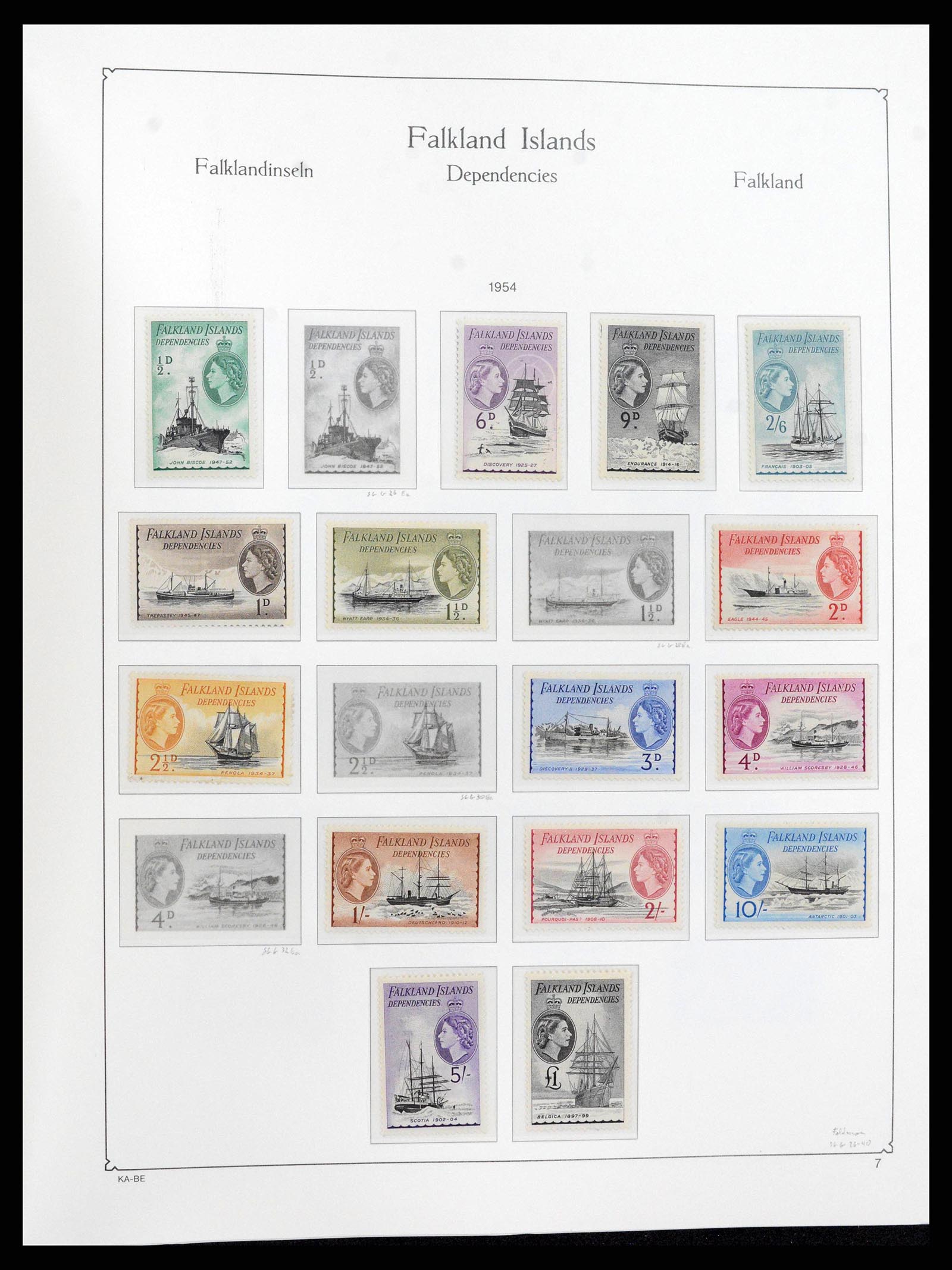 38291 0005 - Stamp collection 38291 Falkland Ìslands Dependencies 1944-2009.