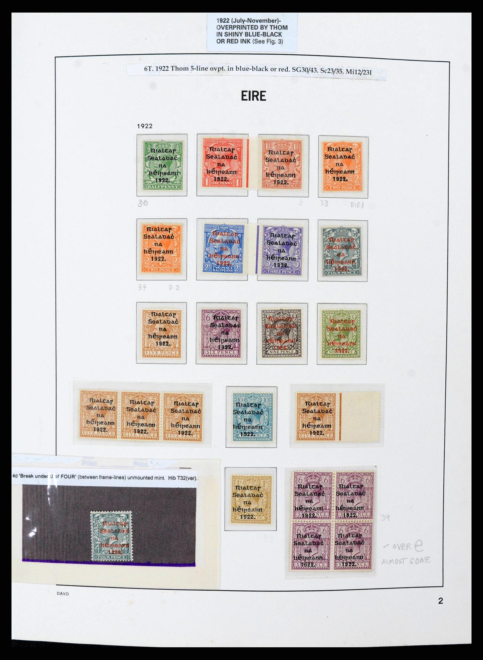 38295 0020 - Stamp collection 38295 Ireland overprints specialised 1922-1935.