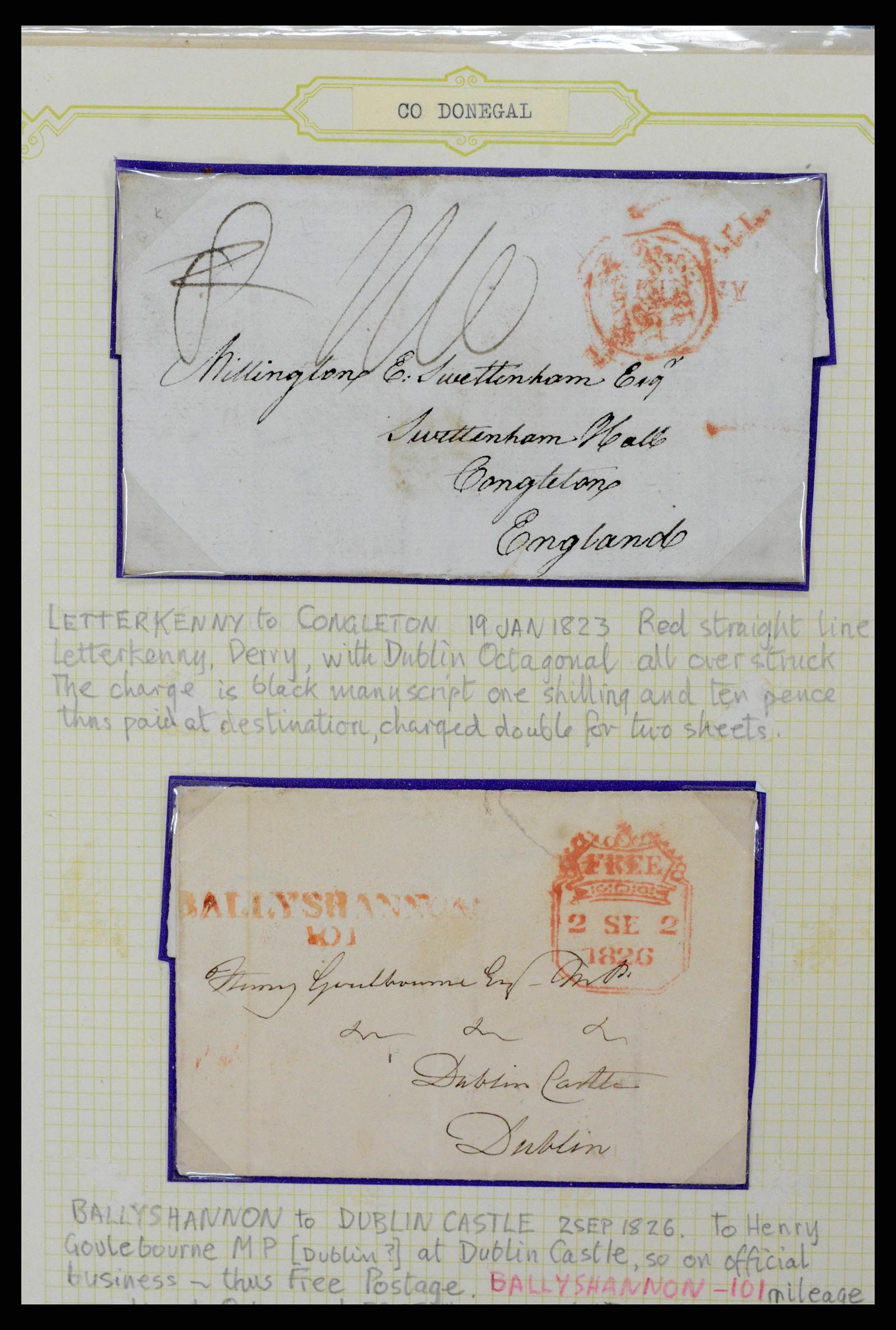 38337 0002 - Postzegelverzameling 38337 Ierland brieven 1721 (!)-1922.