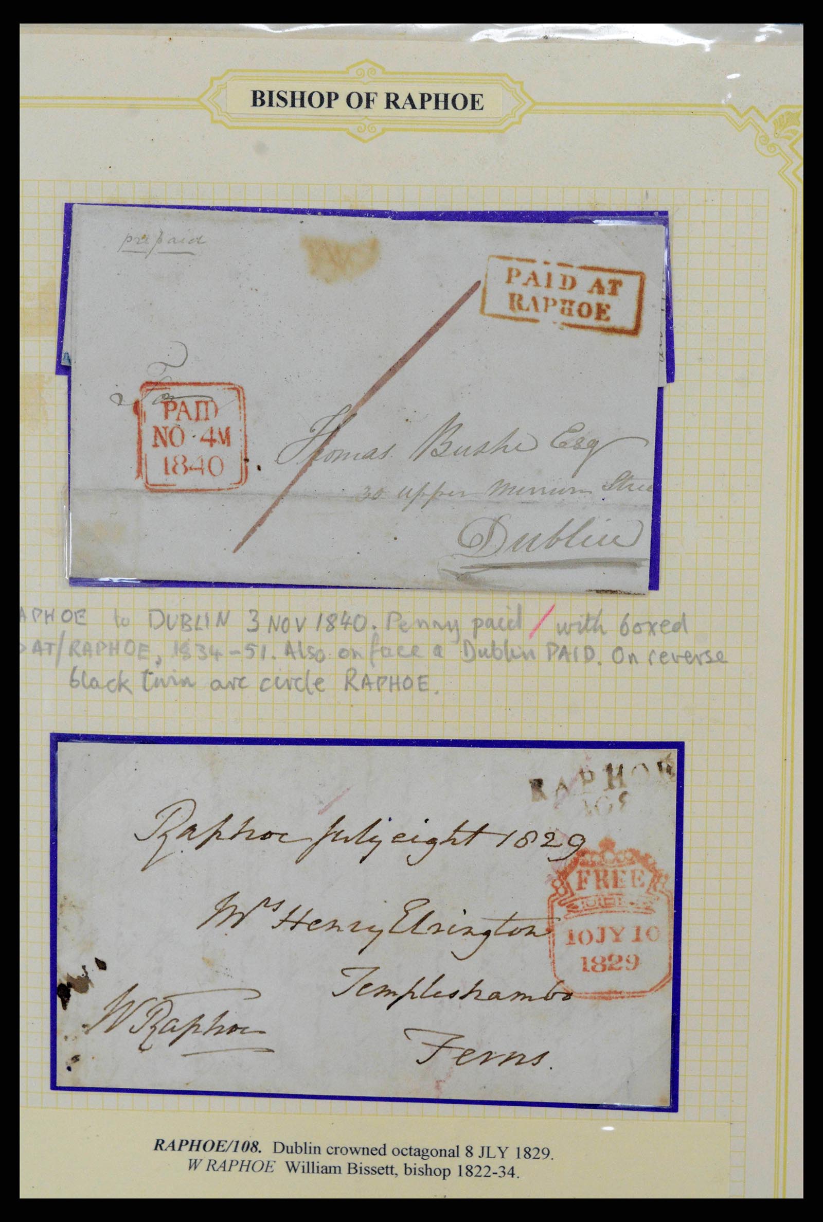 38337 0003 - Postzegelverzameling 38337 Ierland brieven 1721 (!)-1922.