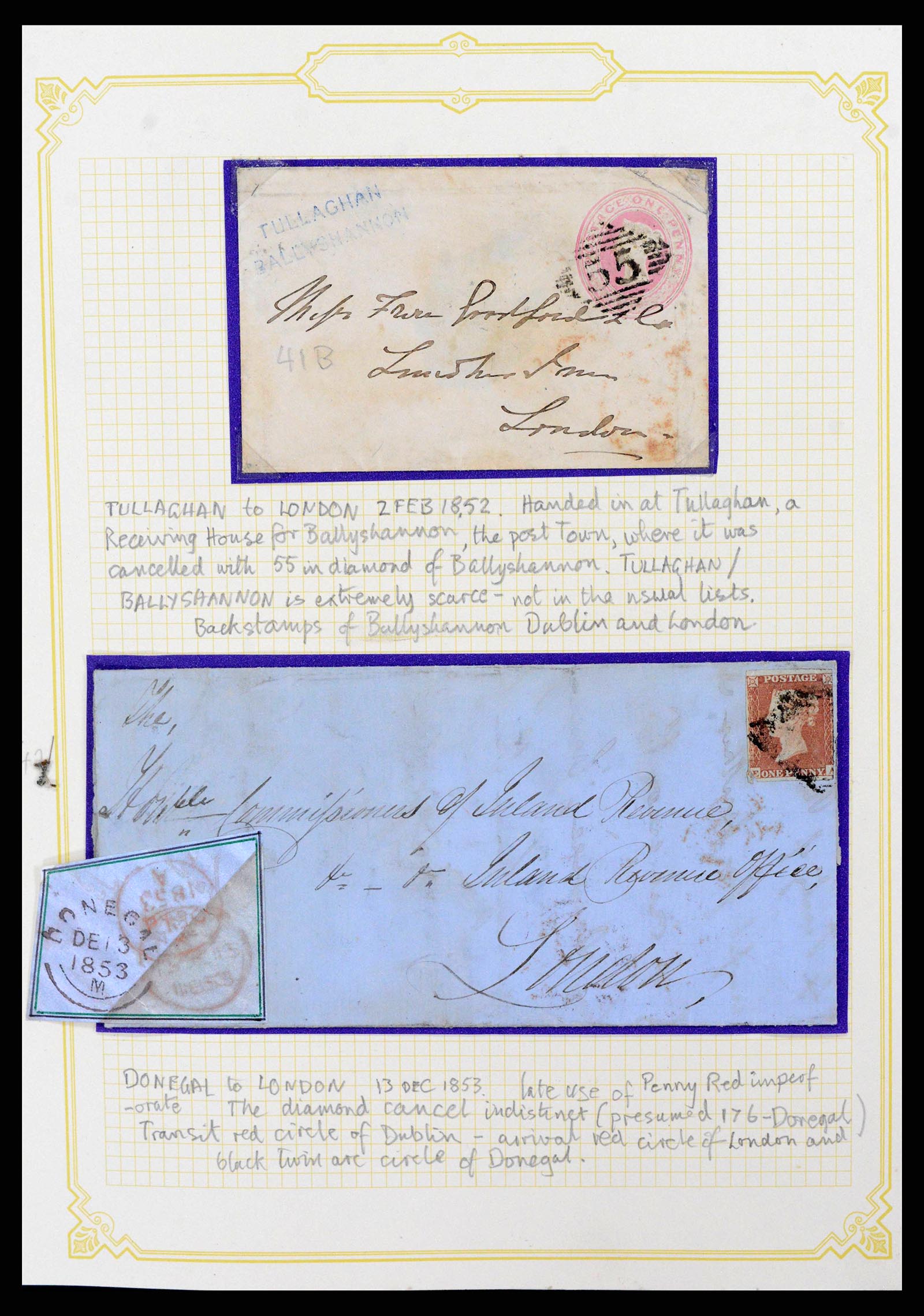 38337 0010 - Postzegelverzameling 38337 Ierland brieven 1721 (!)-1922.