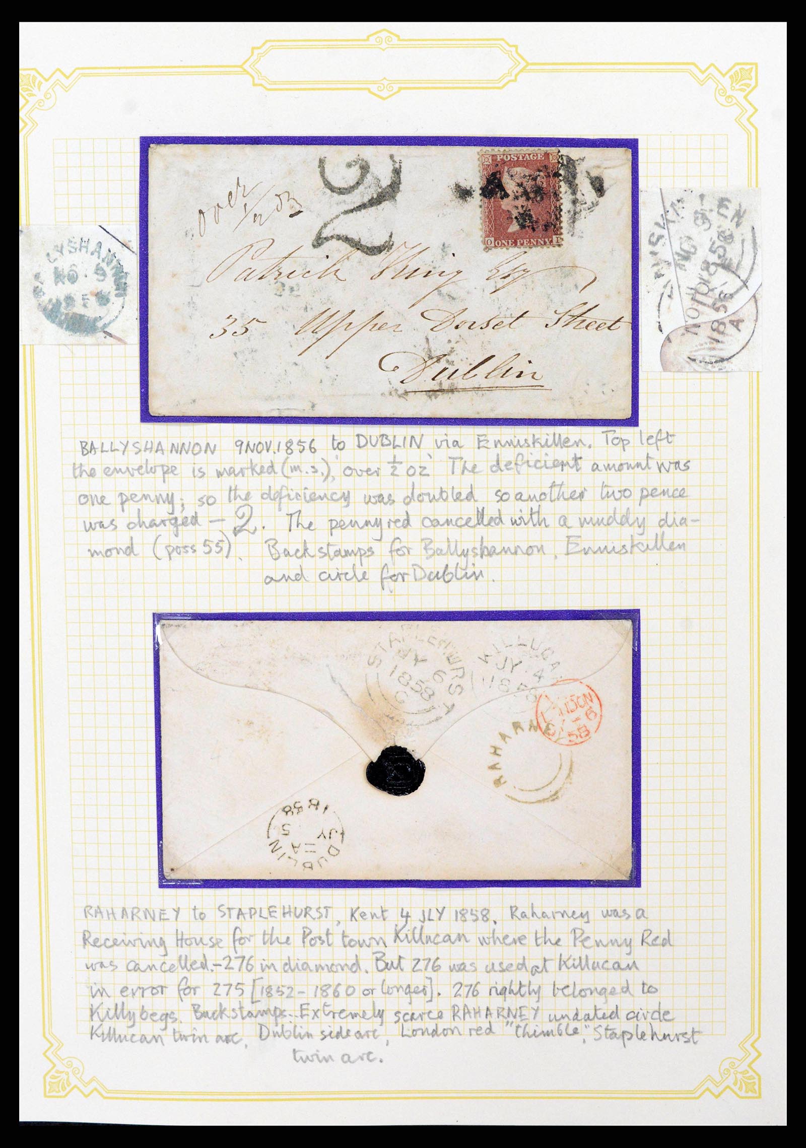 38337 0011 - Postzegelverzameling 38337 Ierland brieven 1721 (!)-1922.