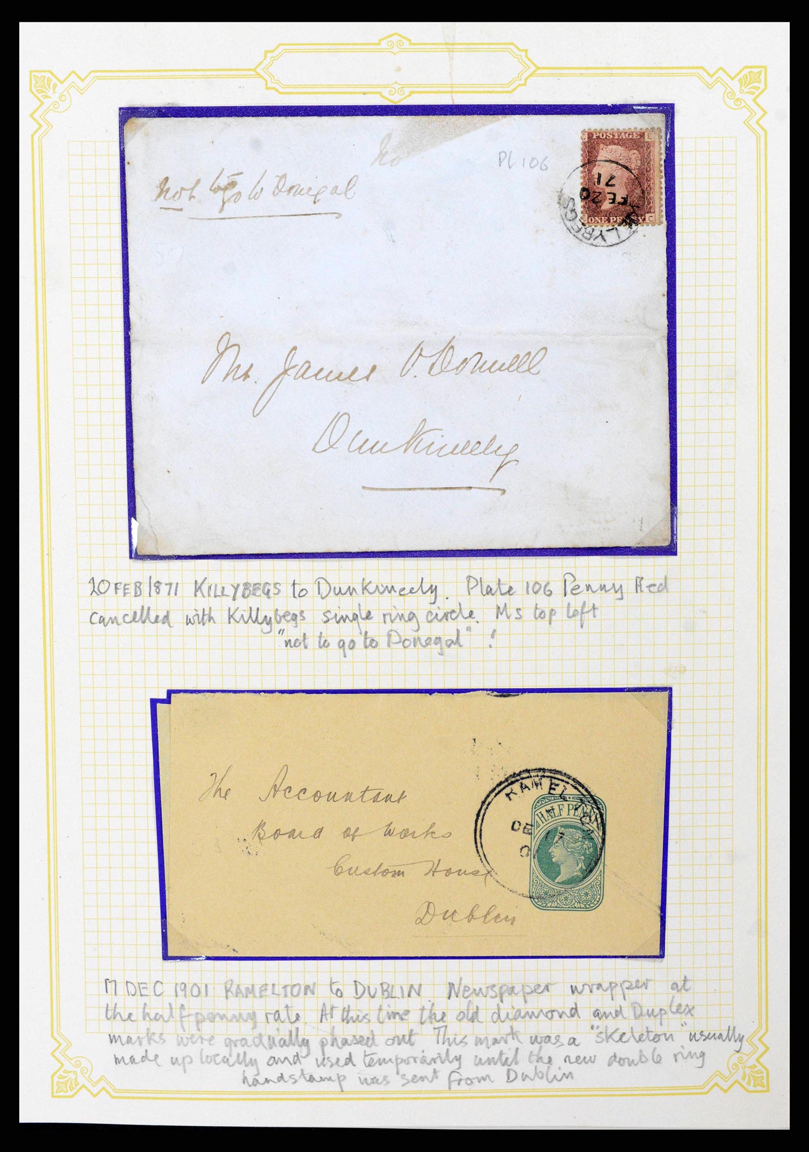 38337 0019 - Postzegelverzameling 38337 Ierland brieven 1721 (!)-1922.