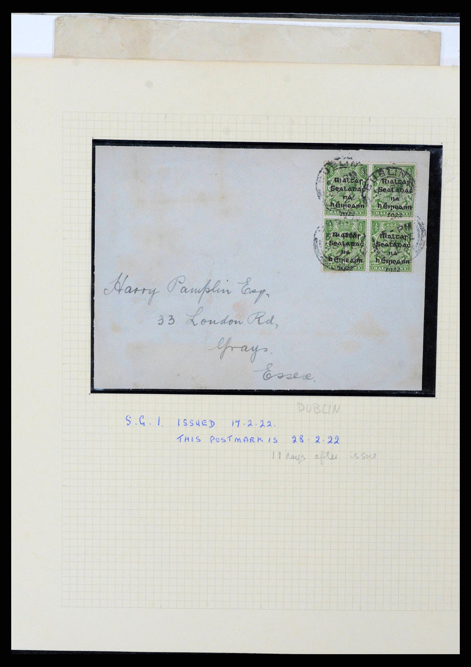 38337 0039 - Postzegelverzameling 38337 Ierland brieven 1721 (!)-1922.