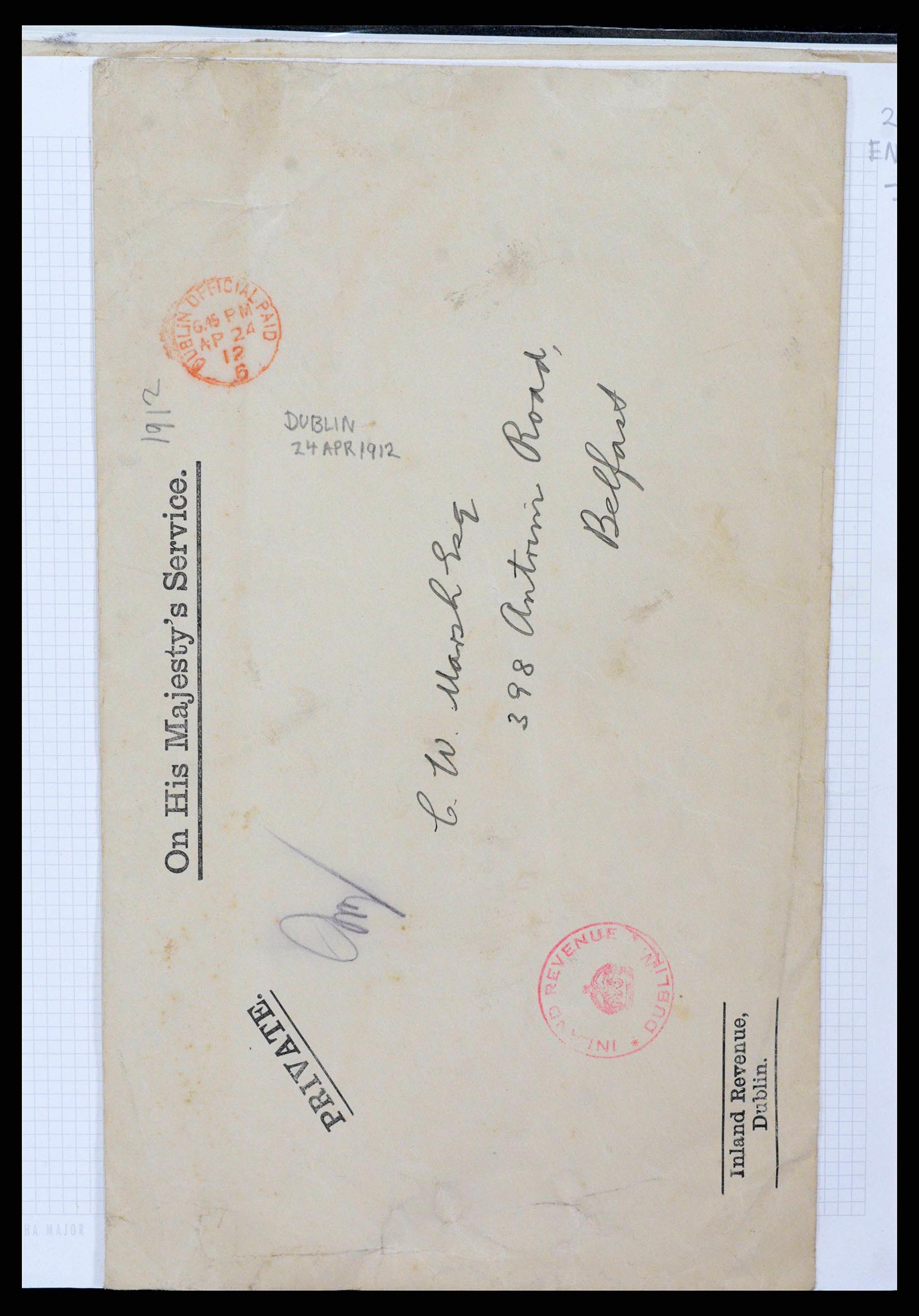 38337 0040 - Postzegelverzameling 38337 Ierland brieven 1721 (!)-1922.
