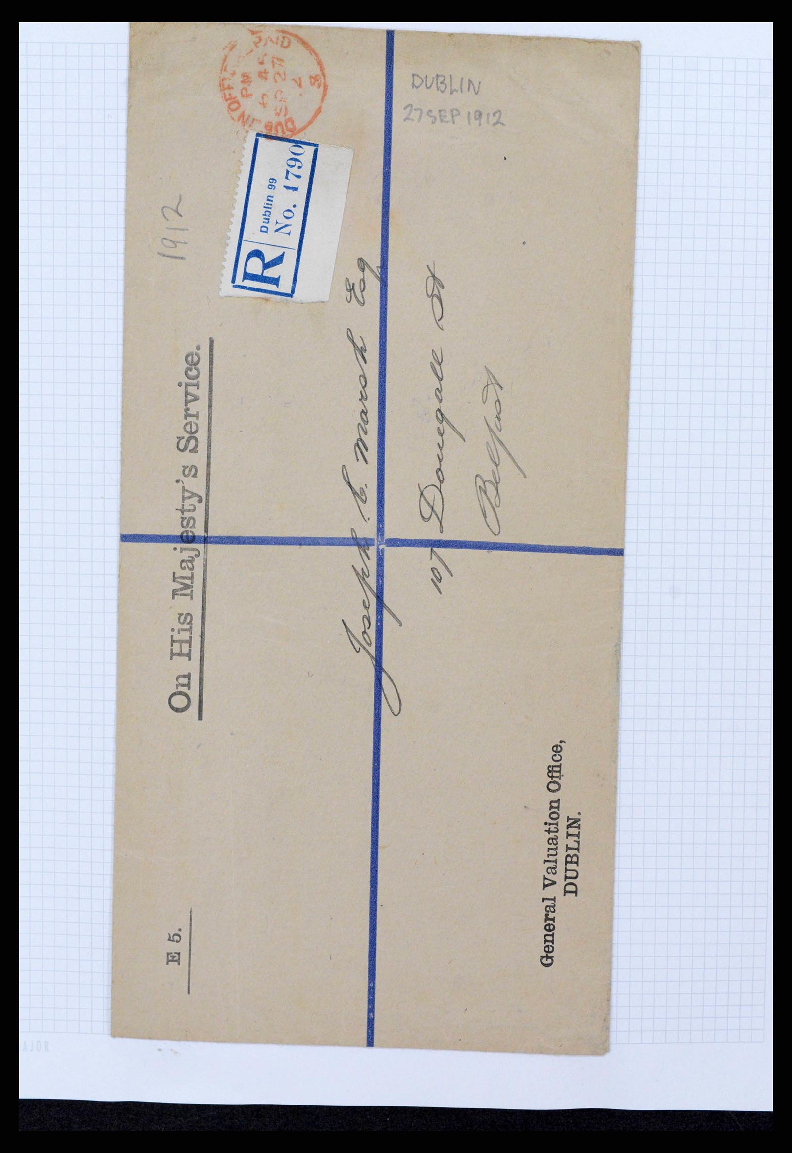 38337 0043 - Postzegelverzameling 38337 Ierland brieven 1721 (!)-1922.