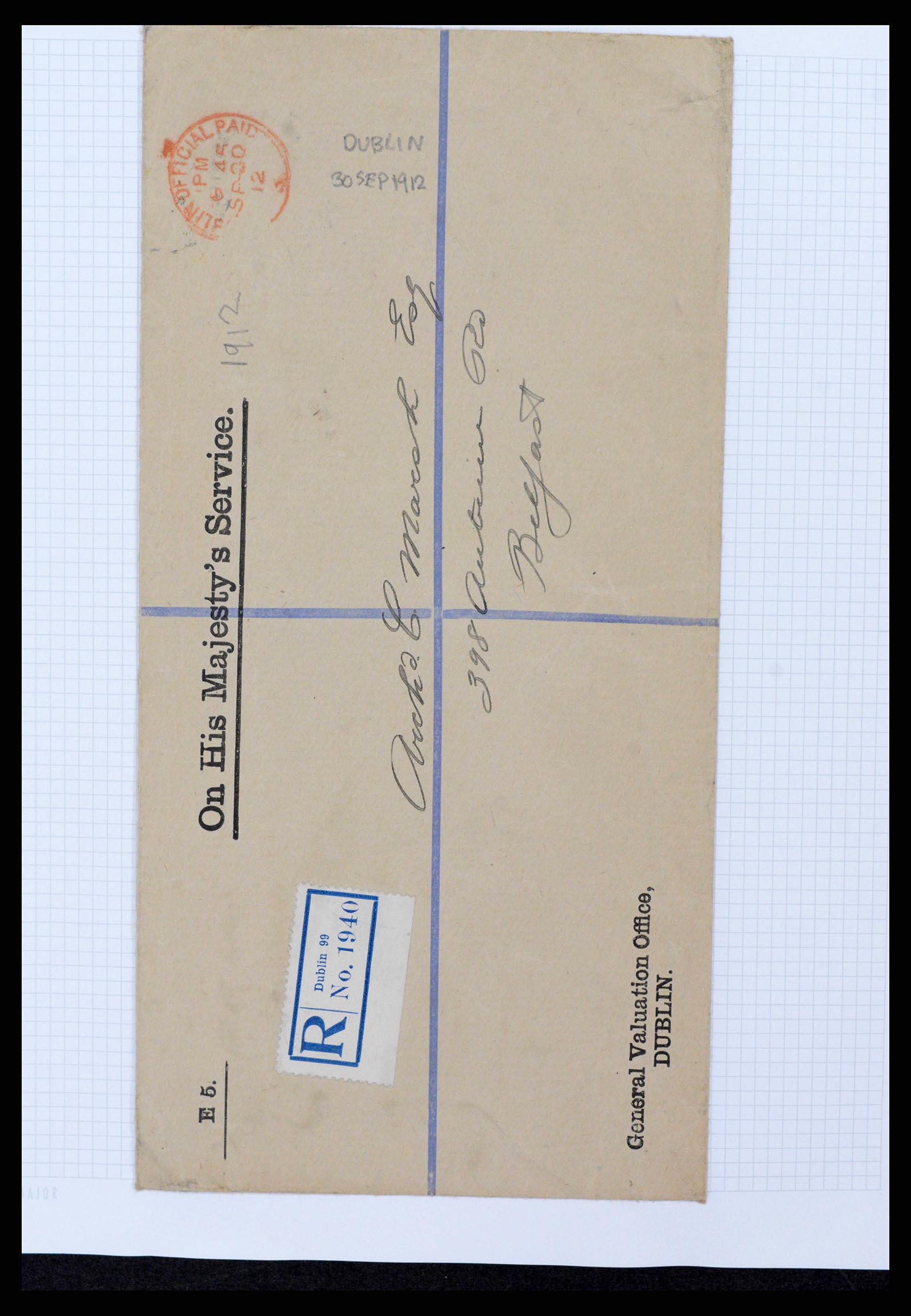 38337 0044 - Postzegelverzameling 38337 Ierland brieven 1721 (!)-1922.