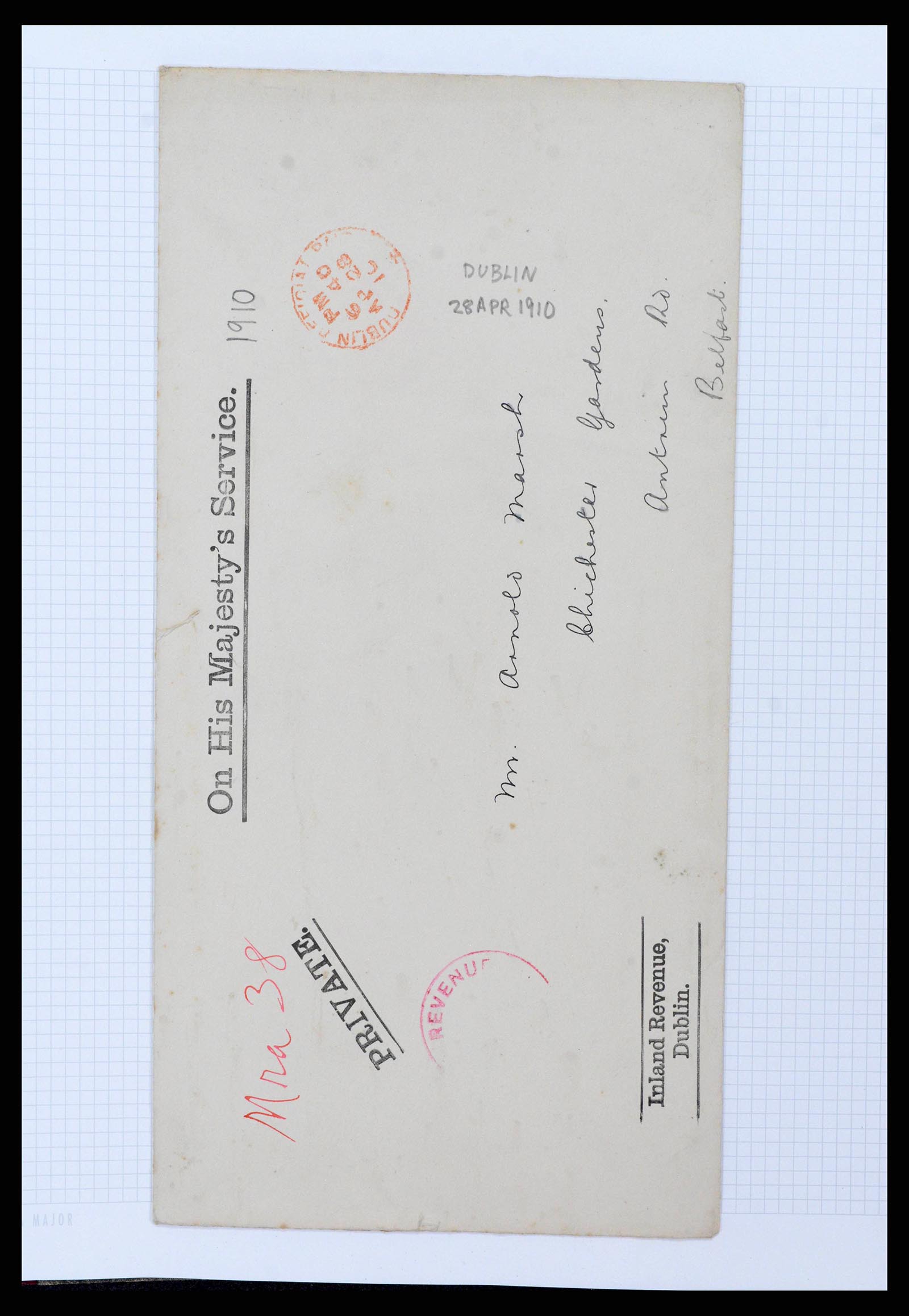 38337 0052 - Postzegelverzameling 38337 Ierland brieven 1721 (!)-1922.