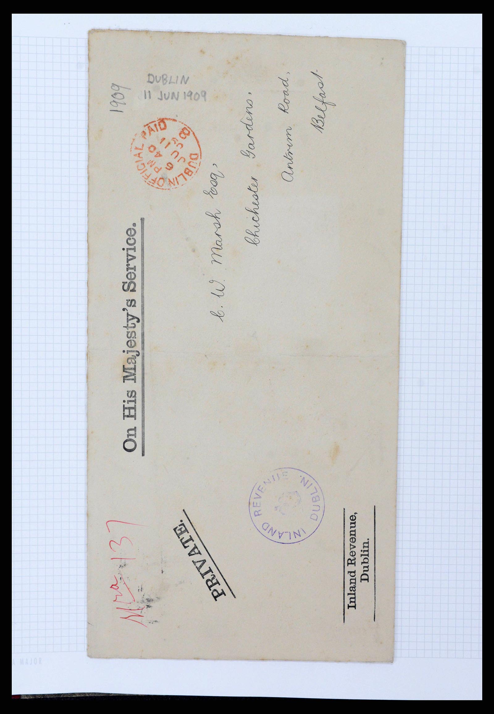 38337 0053 - Postzegelverzameling 38337 Ierland brieven 1721 (!)-1922.