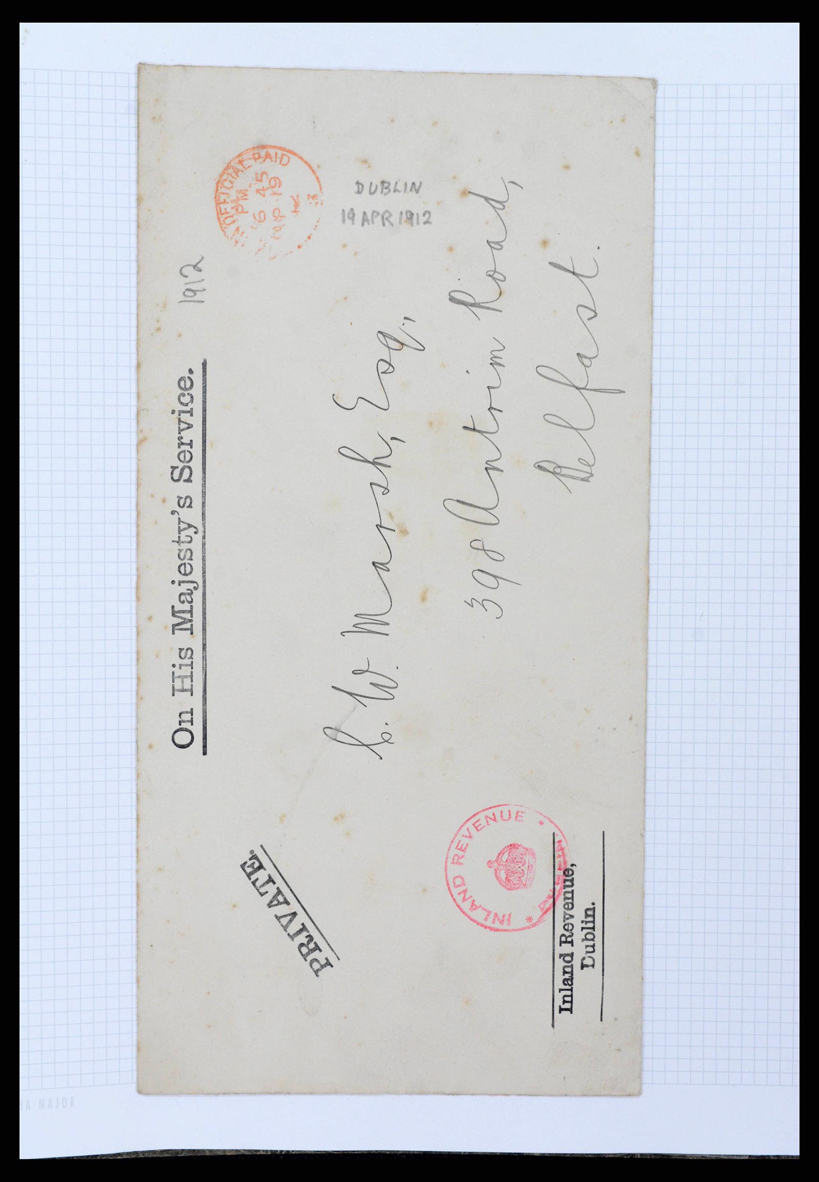 38337 0059 - Postzegelverzameling 38337 Ierland brieven 1721 (!)-1922.