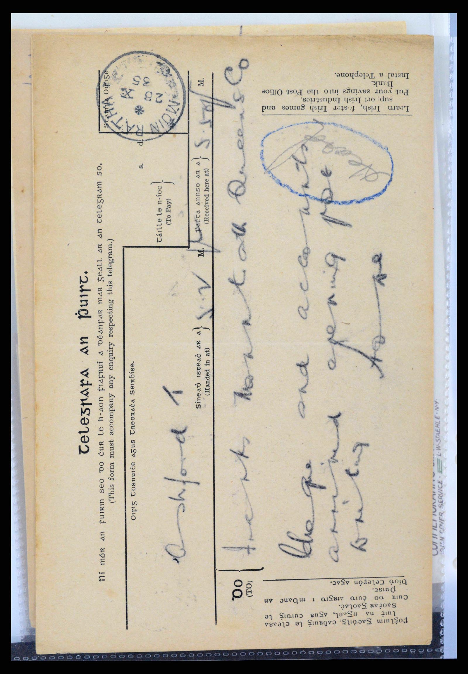 38337 0187 - Postzegelverzameling 38337 Ierland brieven 1721 (!)-1922.