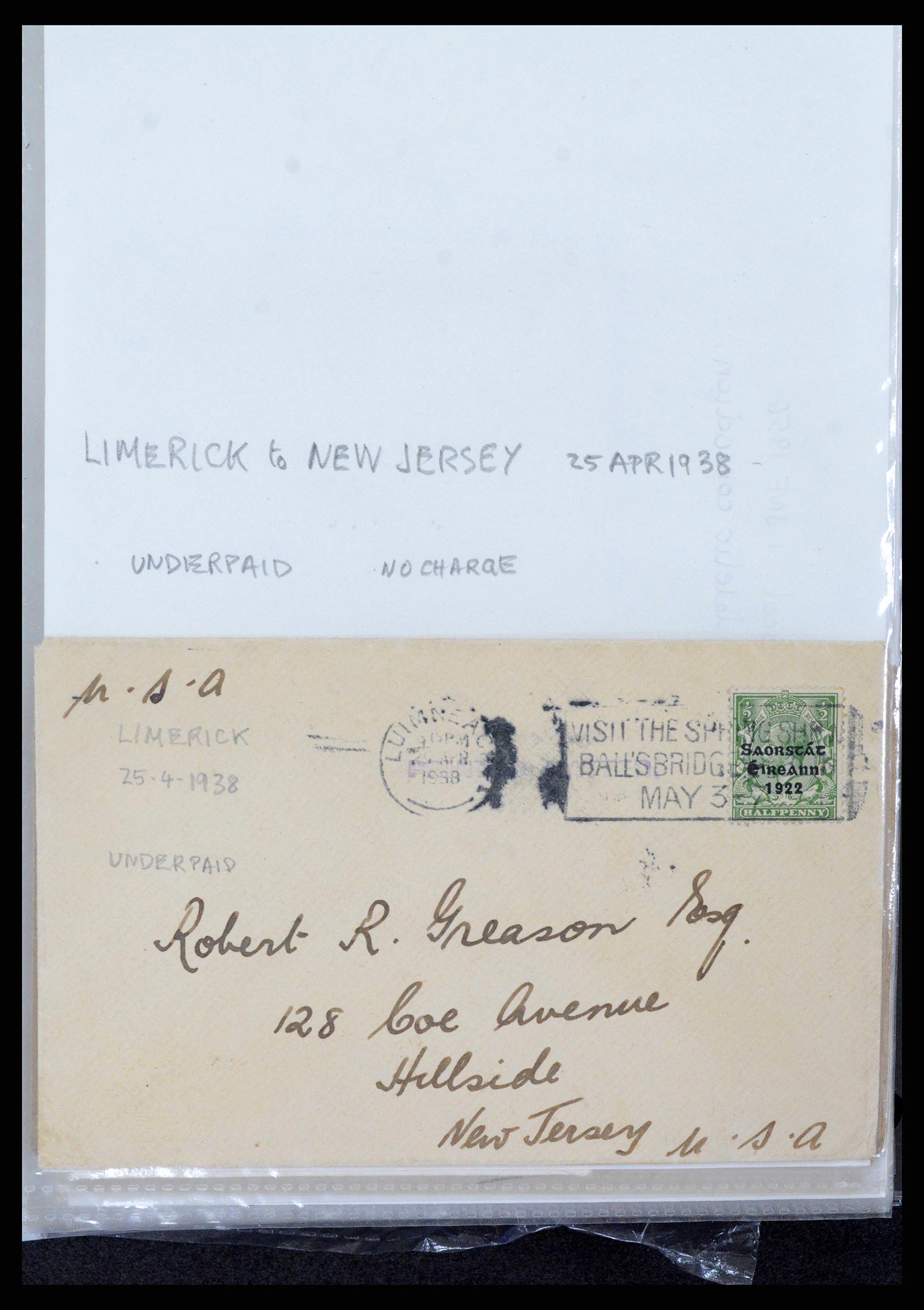 38337 0191 - Postzegelverzameling 38337 Ierland brieven 1721 (!)-1922.