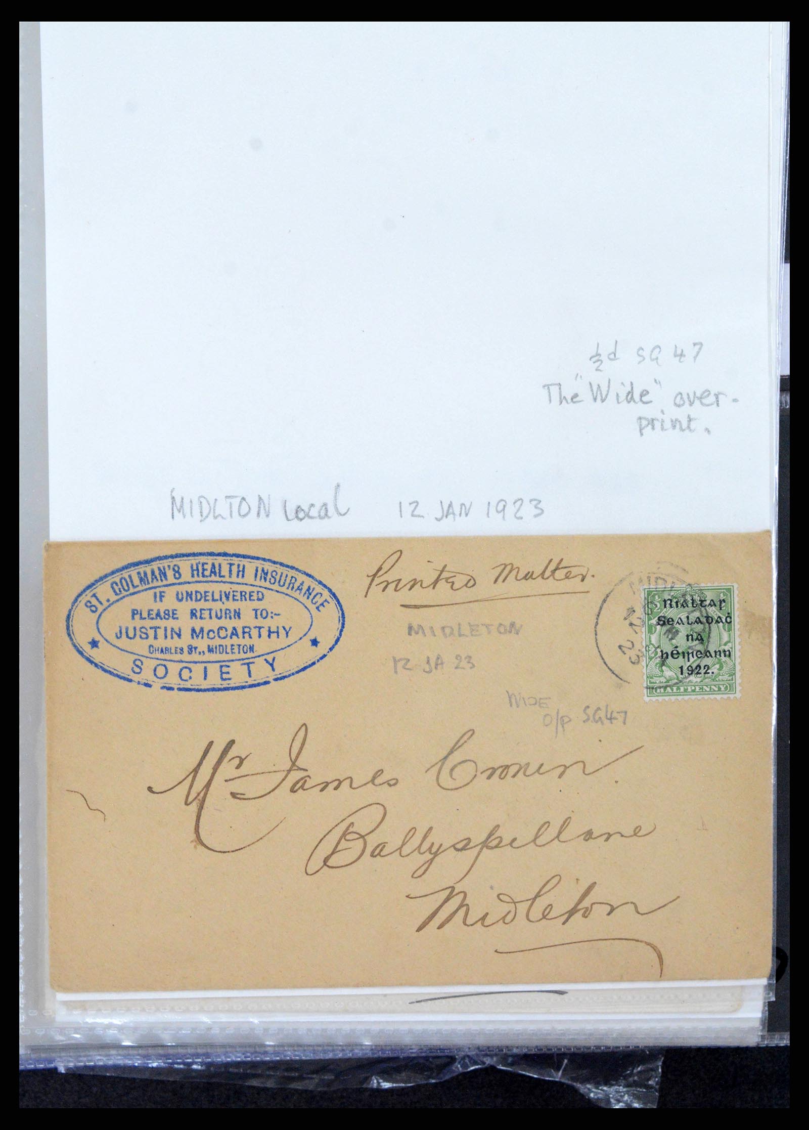 38337 0195 - Postzegelverzameling 38337 Ierland brieven 1721 (!)-1922.
