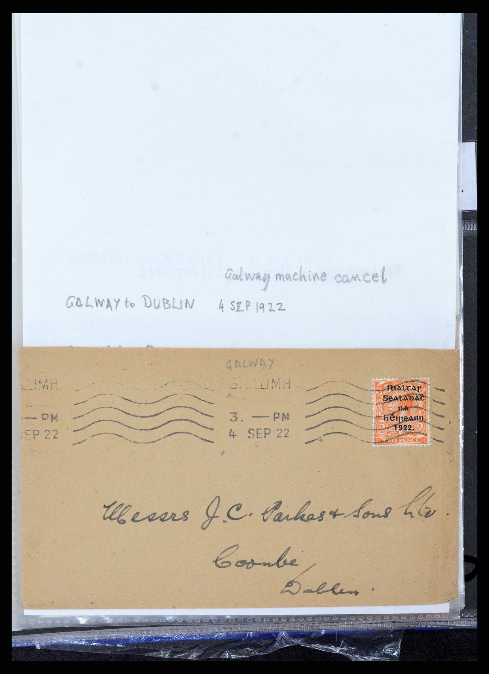 38337 0201 - Postzegelverzameling 38337 Ierland brieven 1721 (!)-1922.