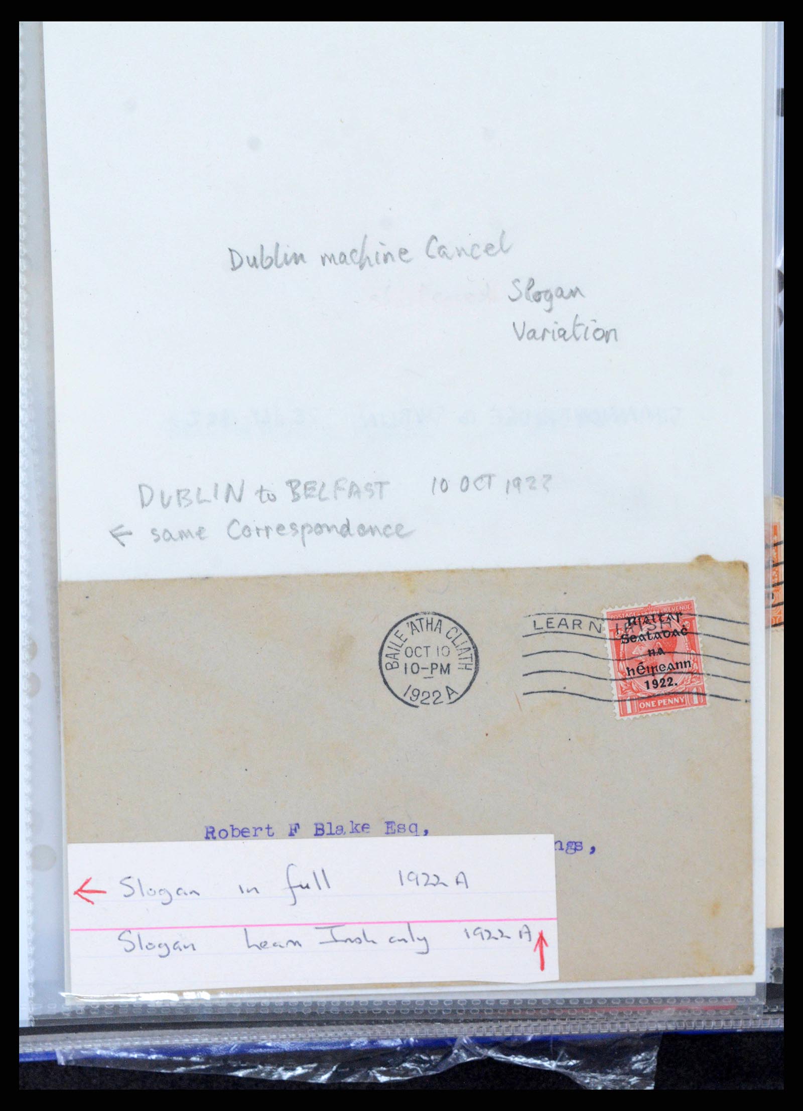 38337 0208 - Postzegelverzameling 38337 Ierland brieven 1721 (!)-1922.