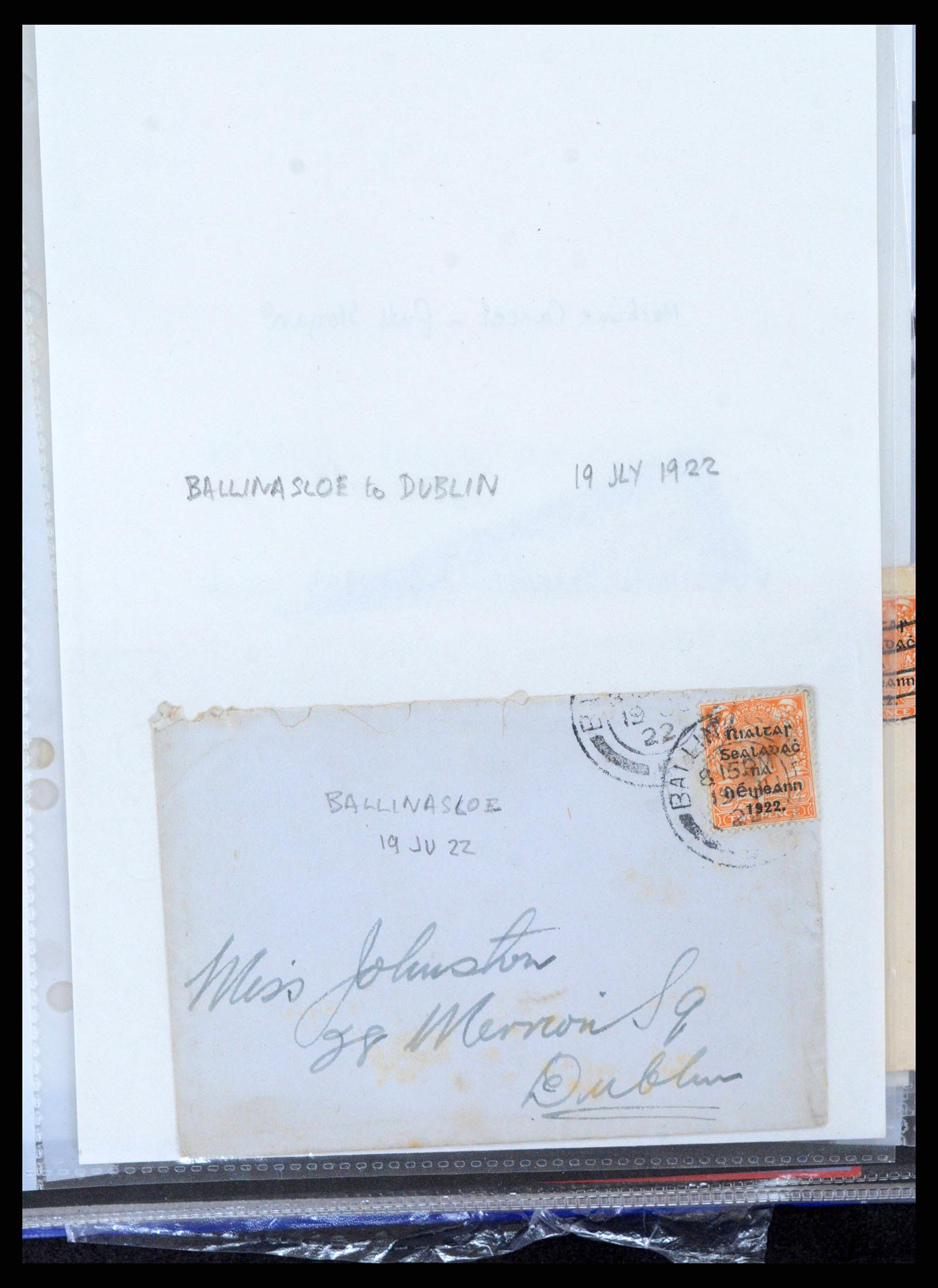 38337 0210 - Postzegelverzameling 38337 Ierland brieven 1721 (!)-1922.