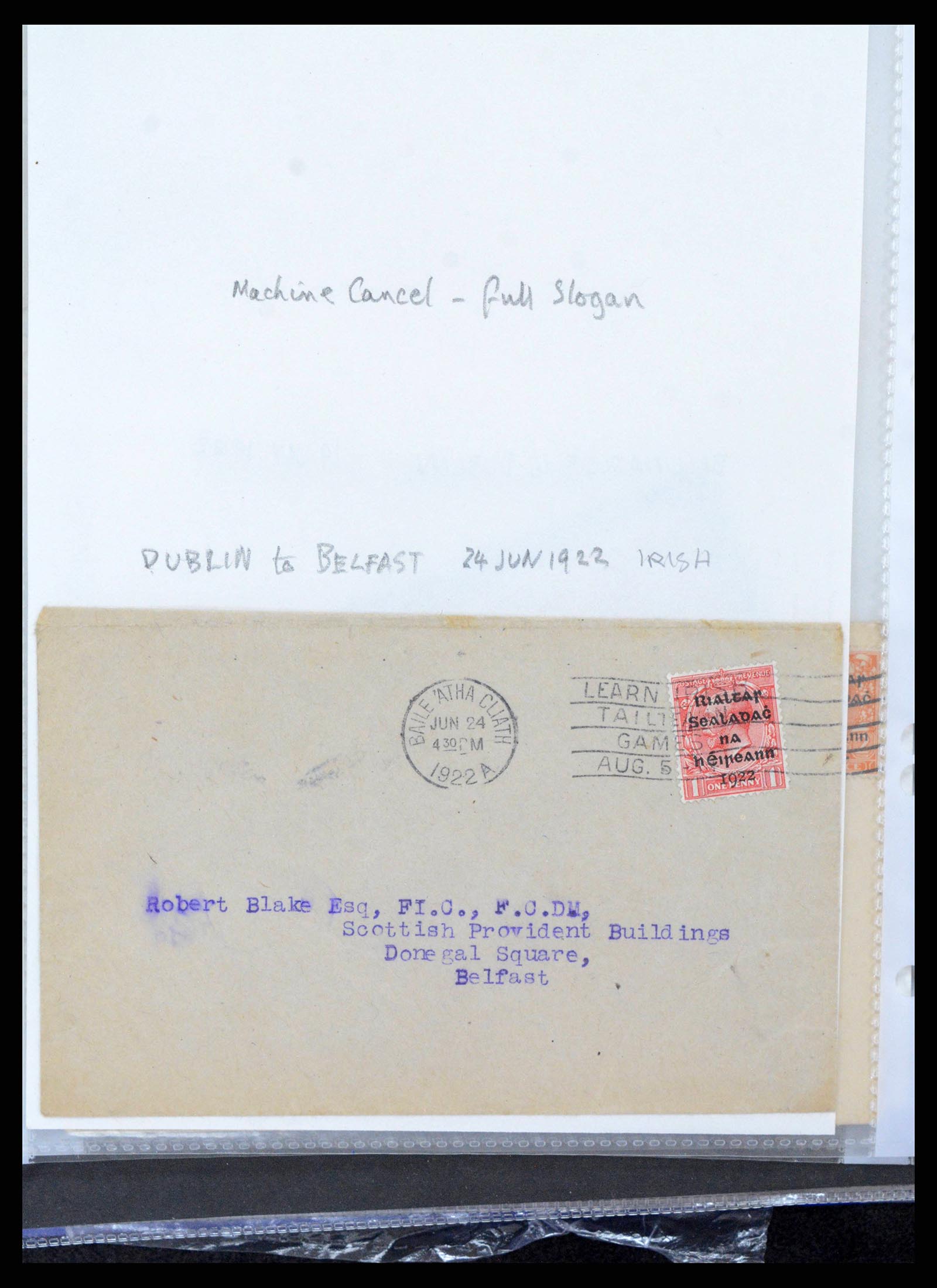 38337 0211 - Postzegelverzameling 38337 Ierland brieven 1721 (!)-1922.