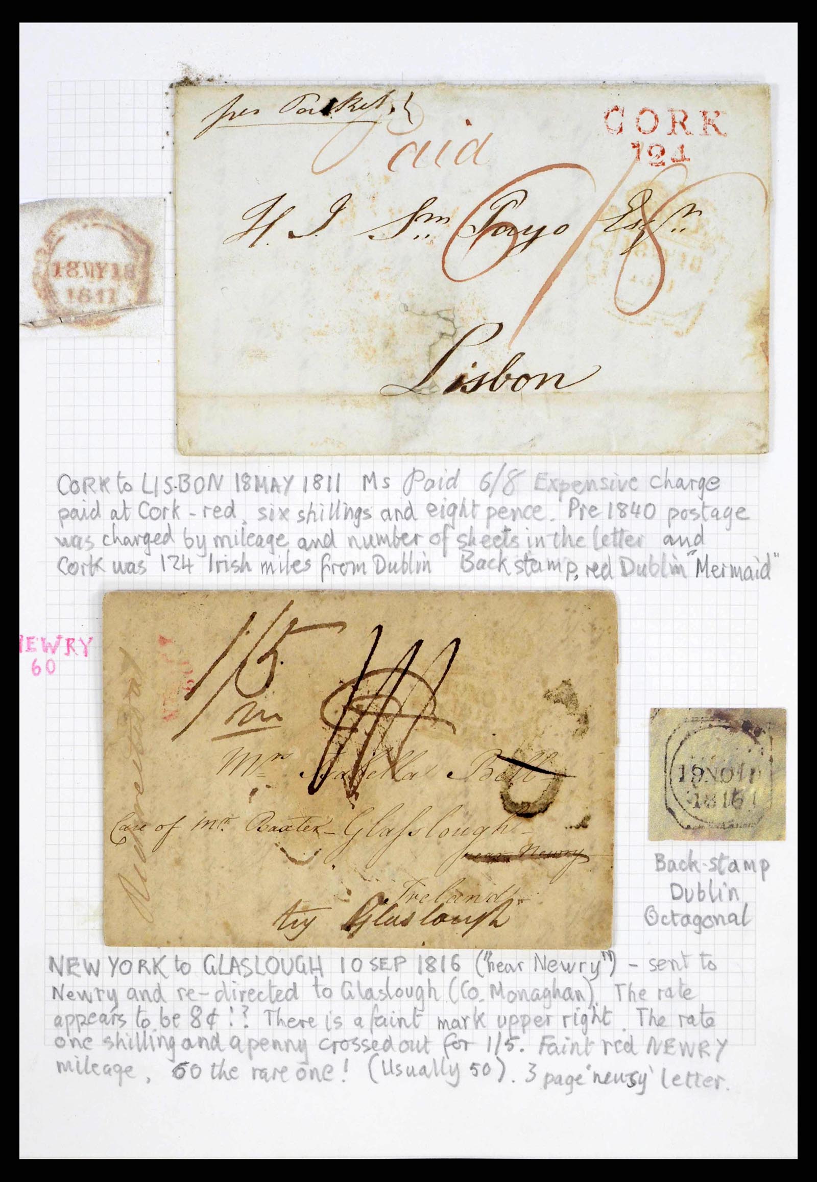 38338 0009 - Postzegelverzameling 38338 Ierland brieven 1763 (!)-1950.