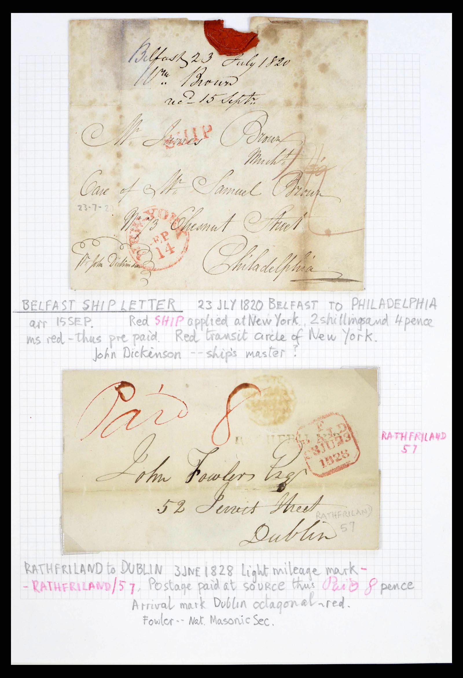38338 0013 - Postzegelverzameling 38338 Ierland brieven 1763 (!)-1950.