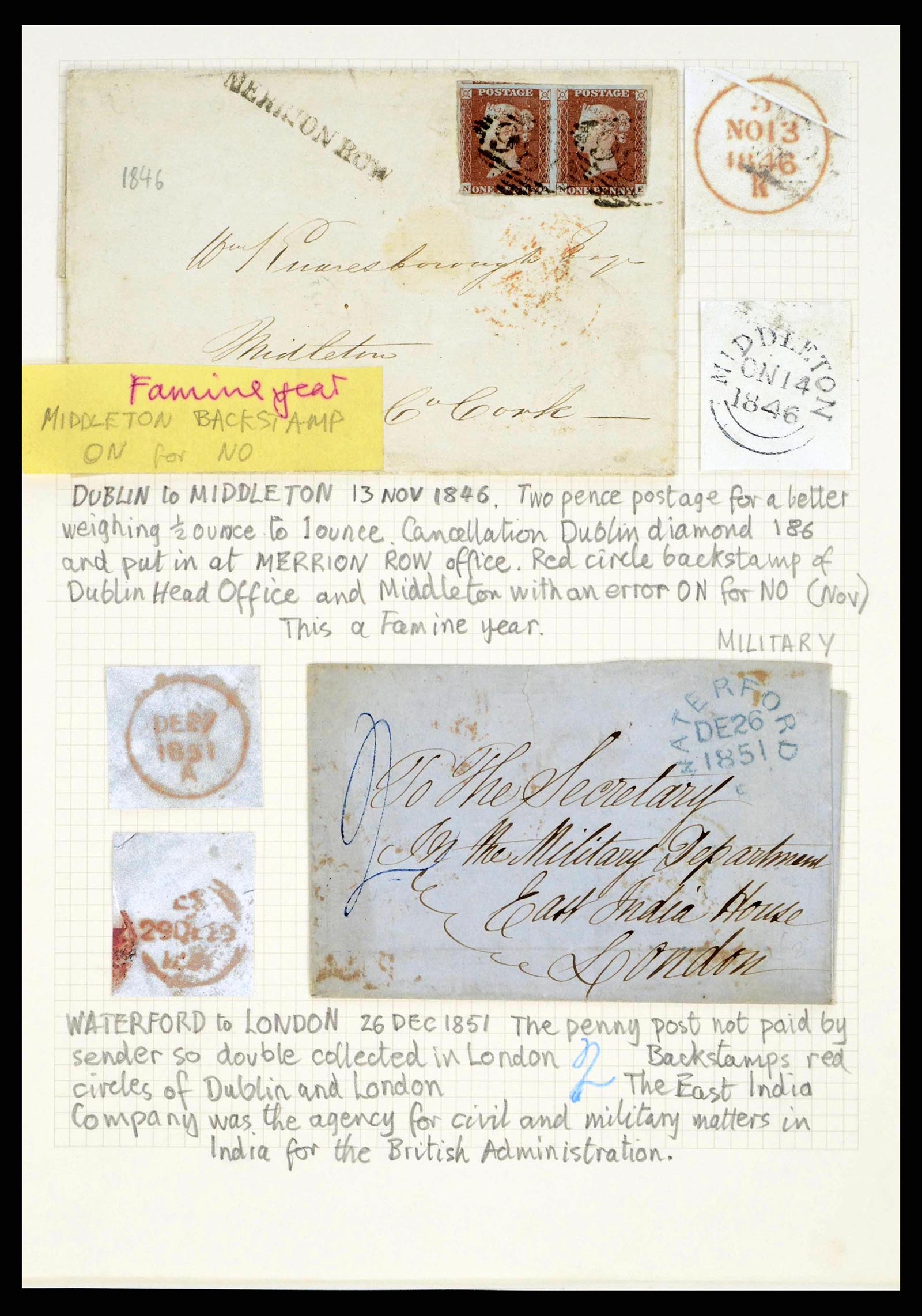 38338 0050 - Stamp collection 38338 Ireland covers 1763 (!)-1950.