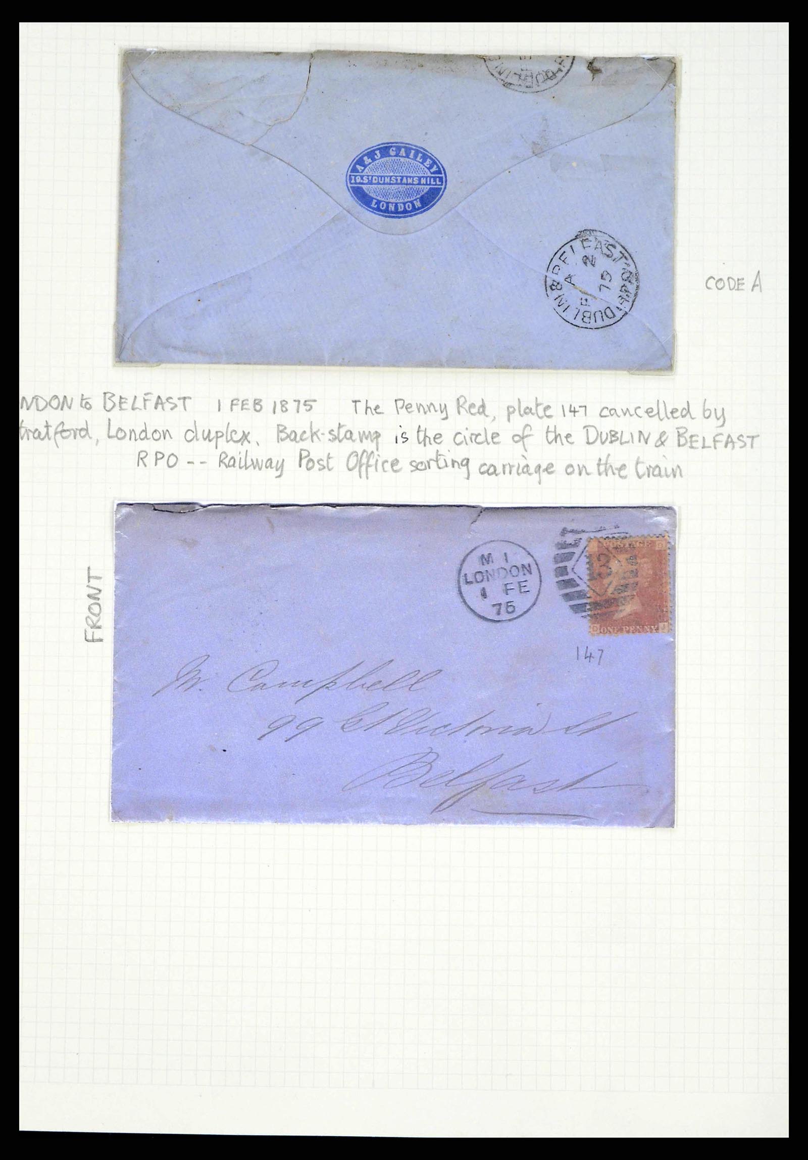 38338 0076 - Stamp collection 38338 Ireland covers 1763 (!)-1950.