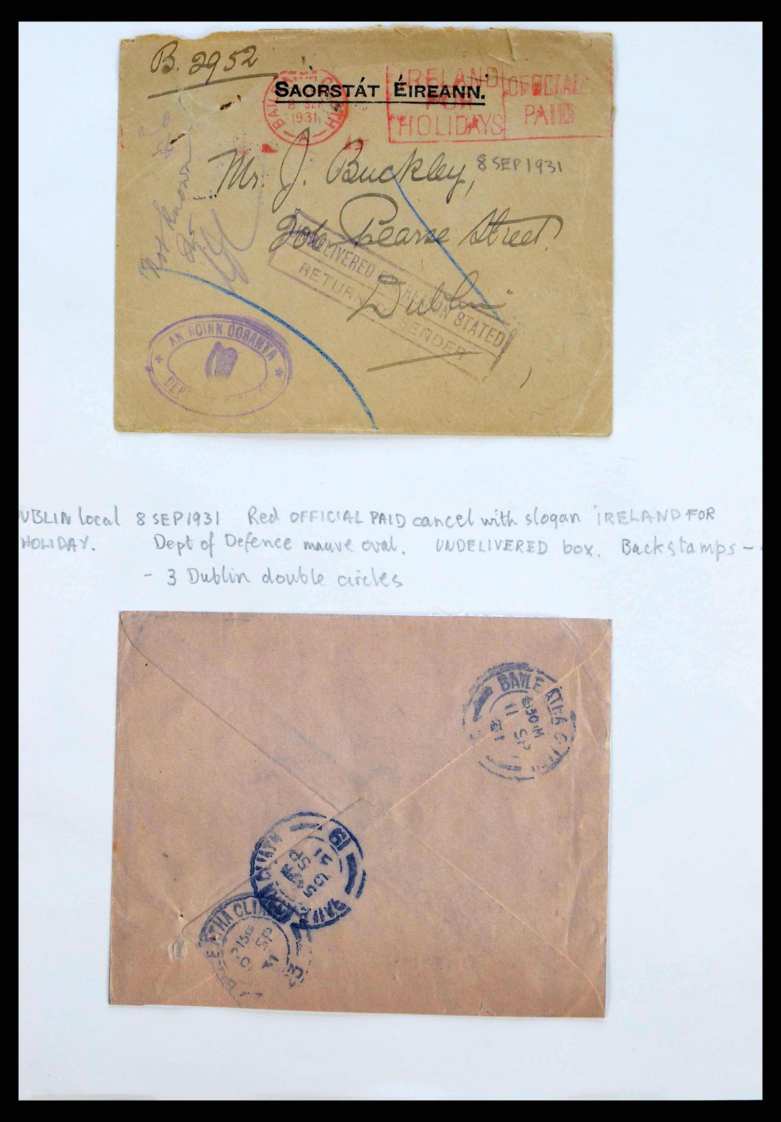 38338 0220 - Stamp collection 38338 Ireland covers 1763 (!)-1950.