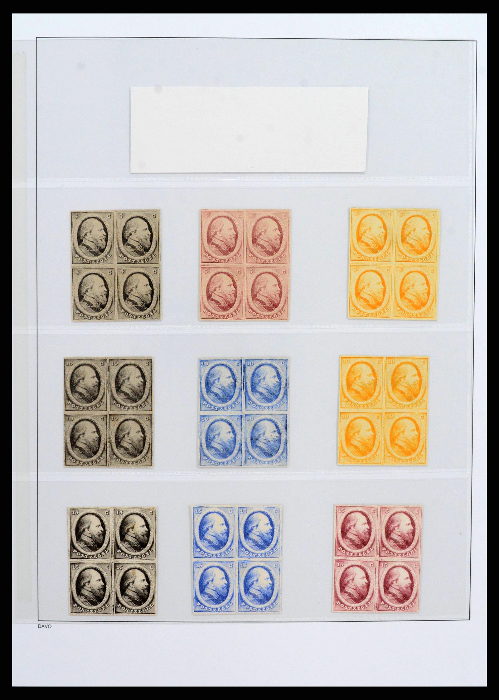 38400 0001 - Stamp collection 38400 Netherlands and Colonies proofs and specimen 1852